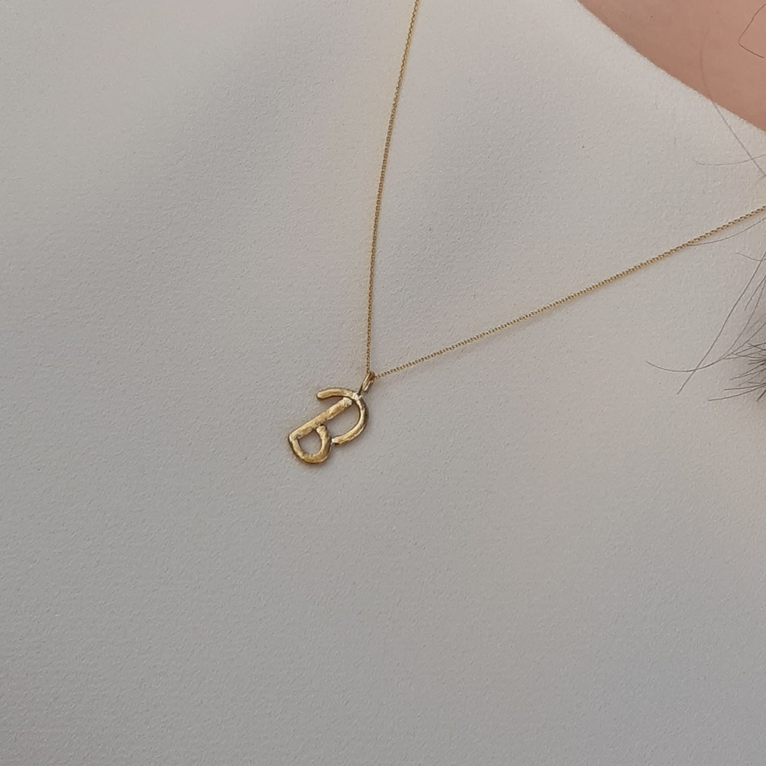 Solid Gold Letter B Pendant Necklace