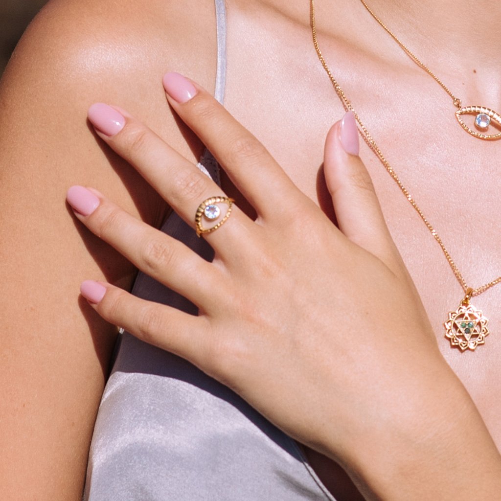 Eye Of Intuition Gold Vermeil Ring - Blue Topaz