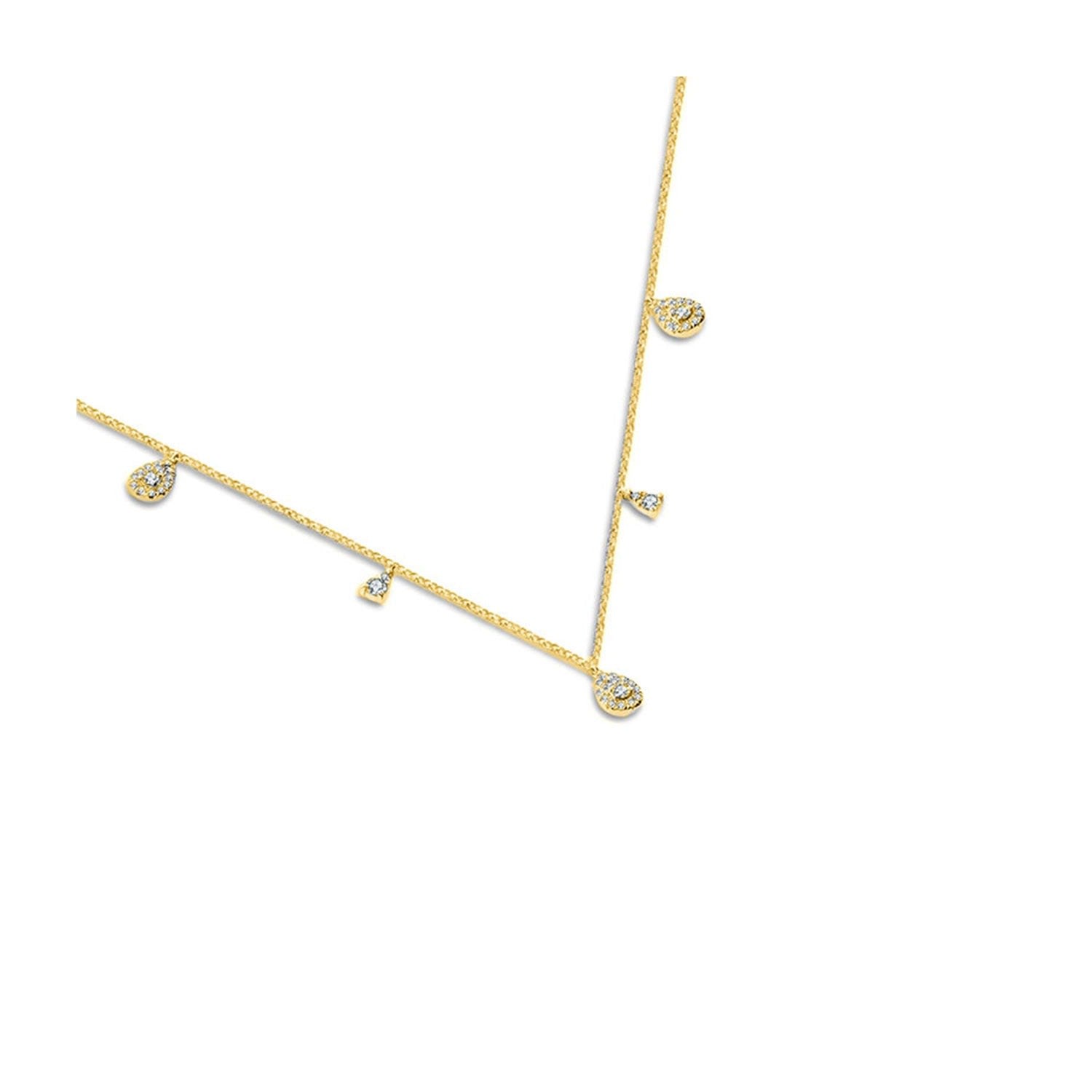 18K Yellow Gold Drop Shape Diamond Necklace / Choker
