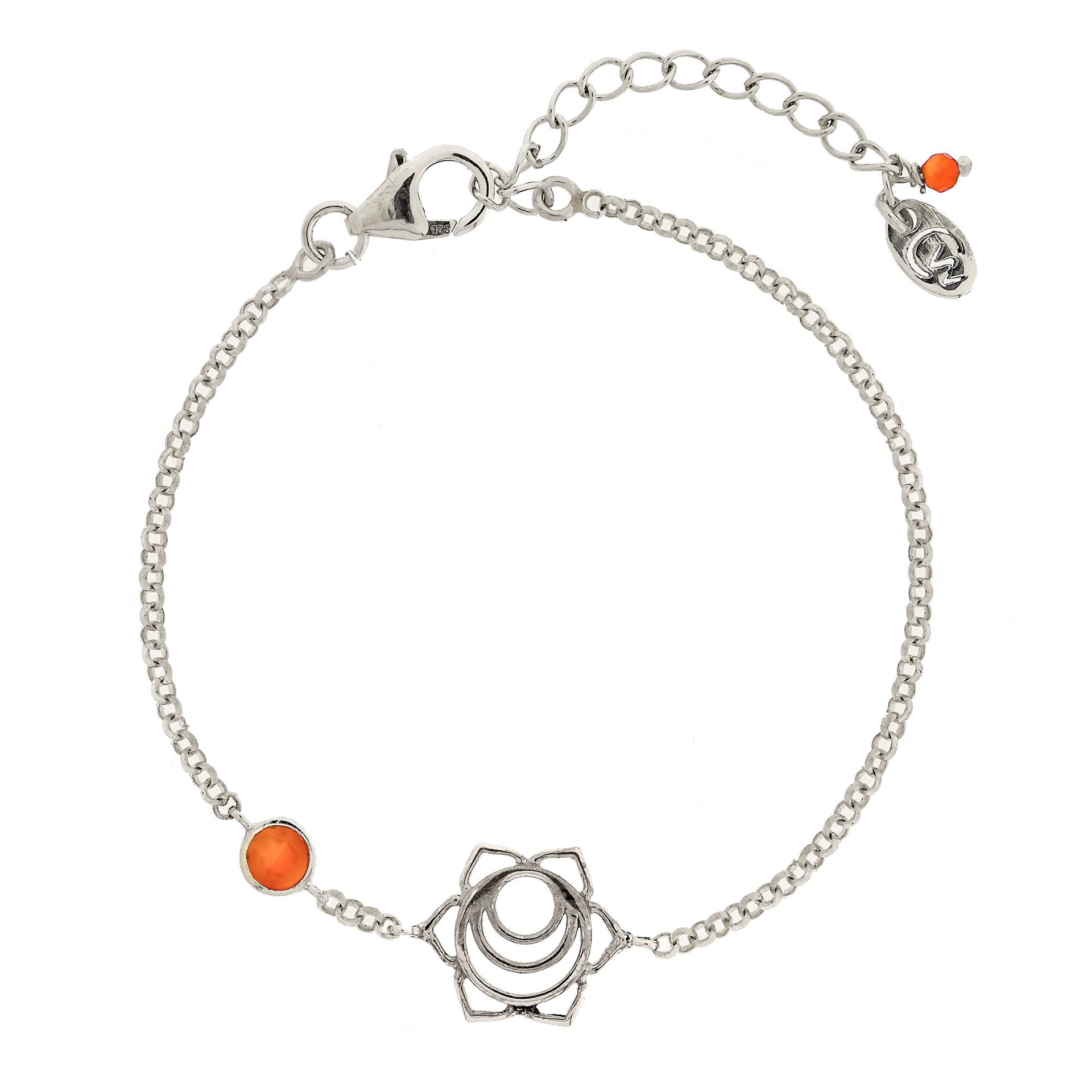 Sacral Chakra Silver Bracelet - Carnelian