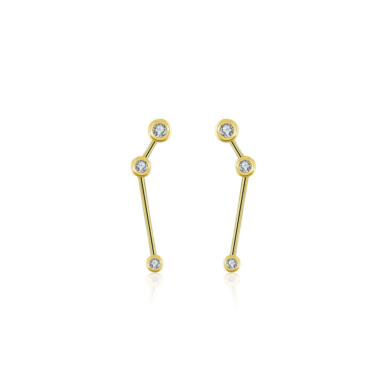 Aries Zodiac Constellation Earring 18K Yellow Gold & Diamond