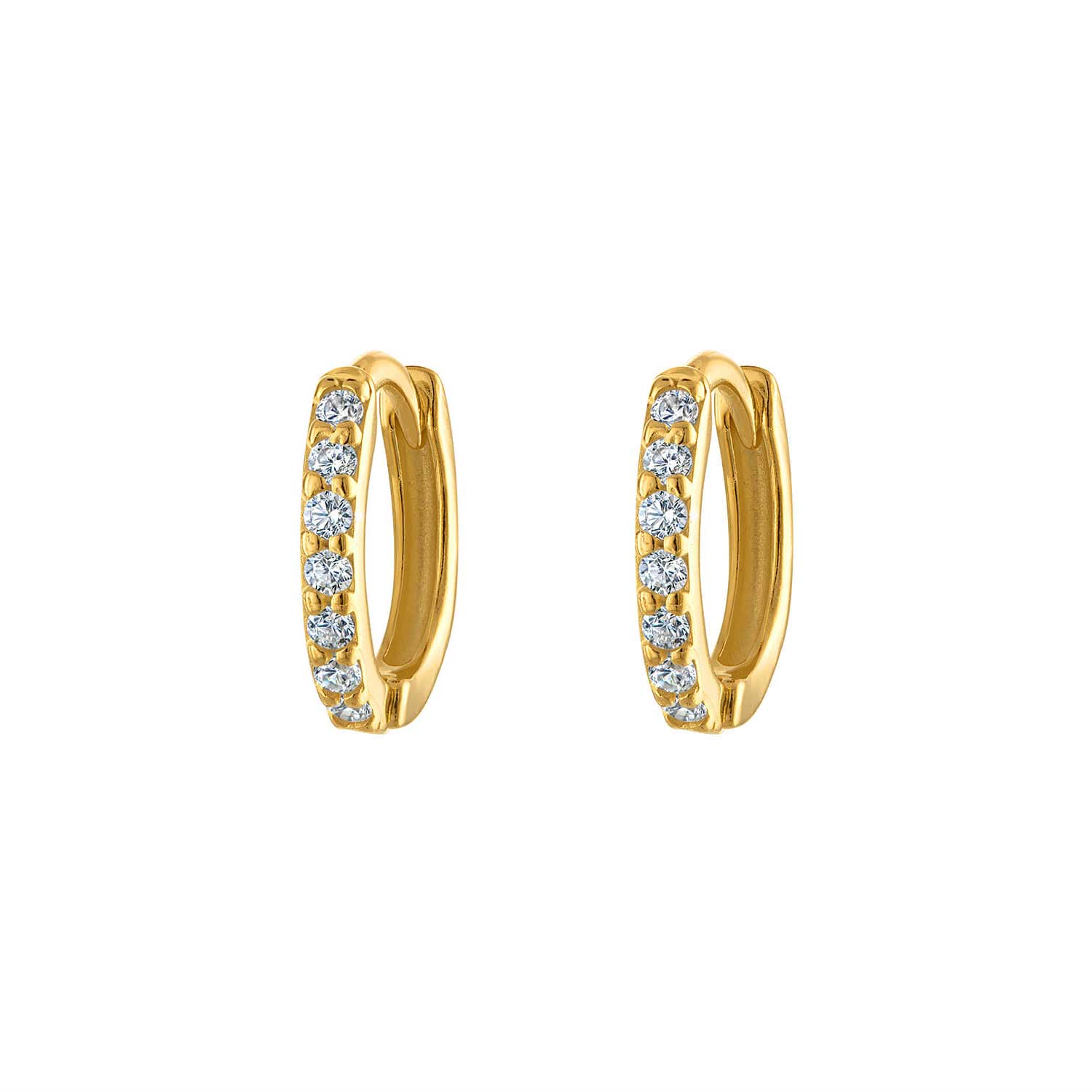 Eight Mm Gold Pave Hoop Earring