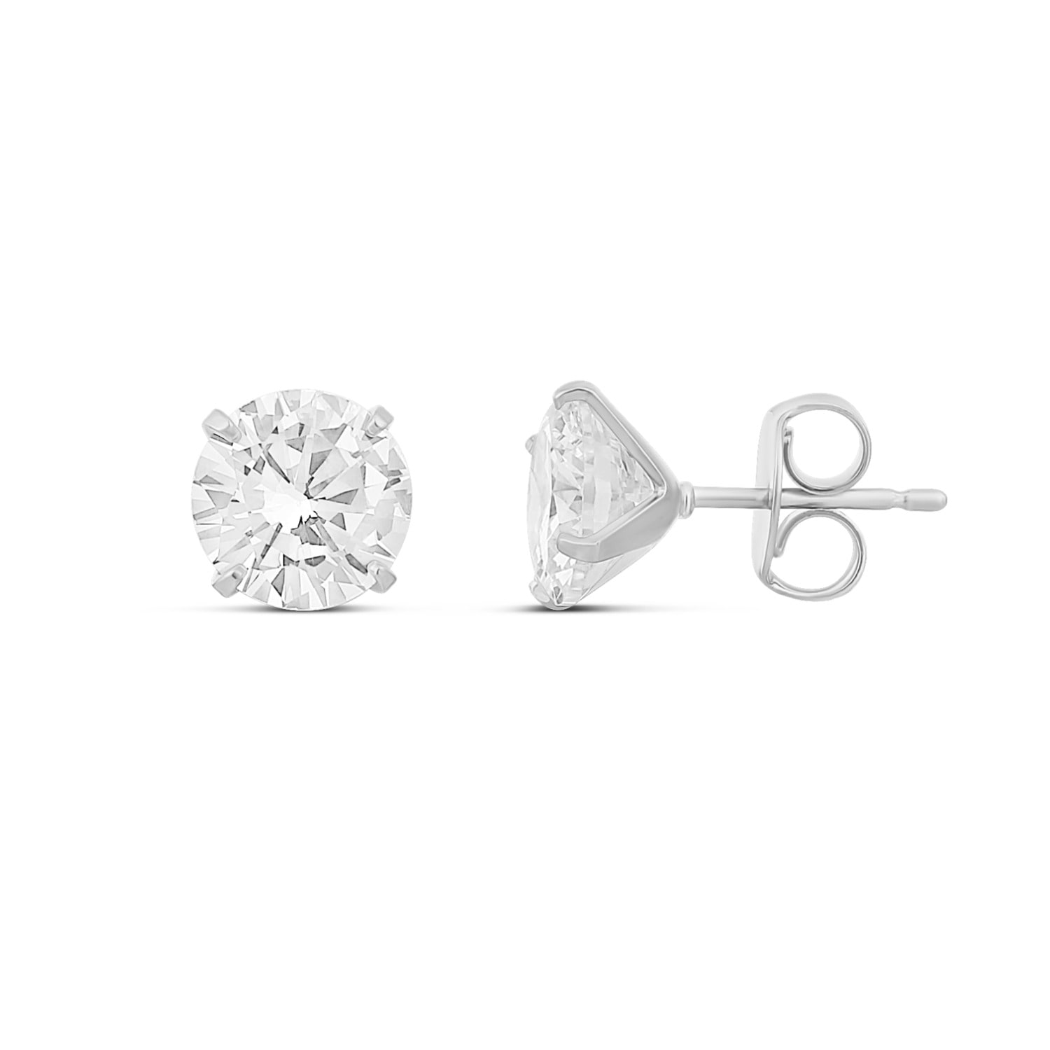 Eight Mm Prong Set Round Studs - Silver