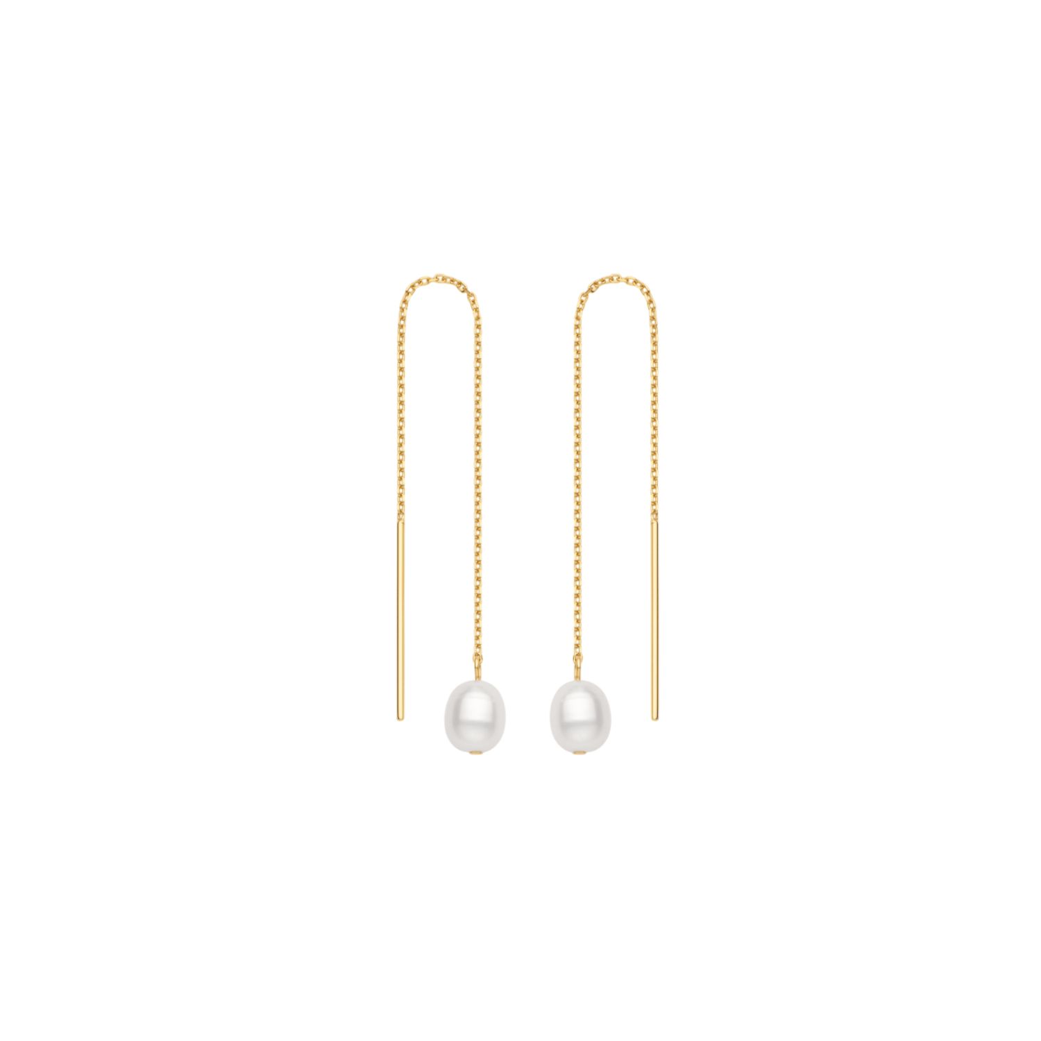 Eira Pearl Drop Threader Earrings In Gold
