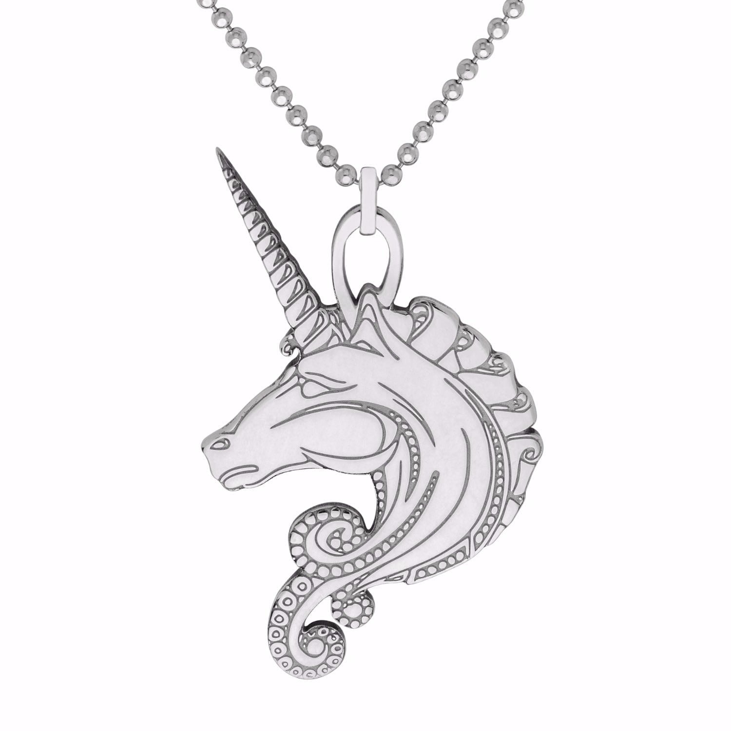 Medium Silver Unicorn Pendant Necklace
