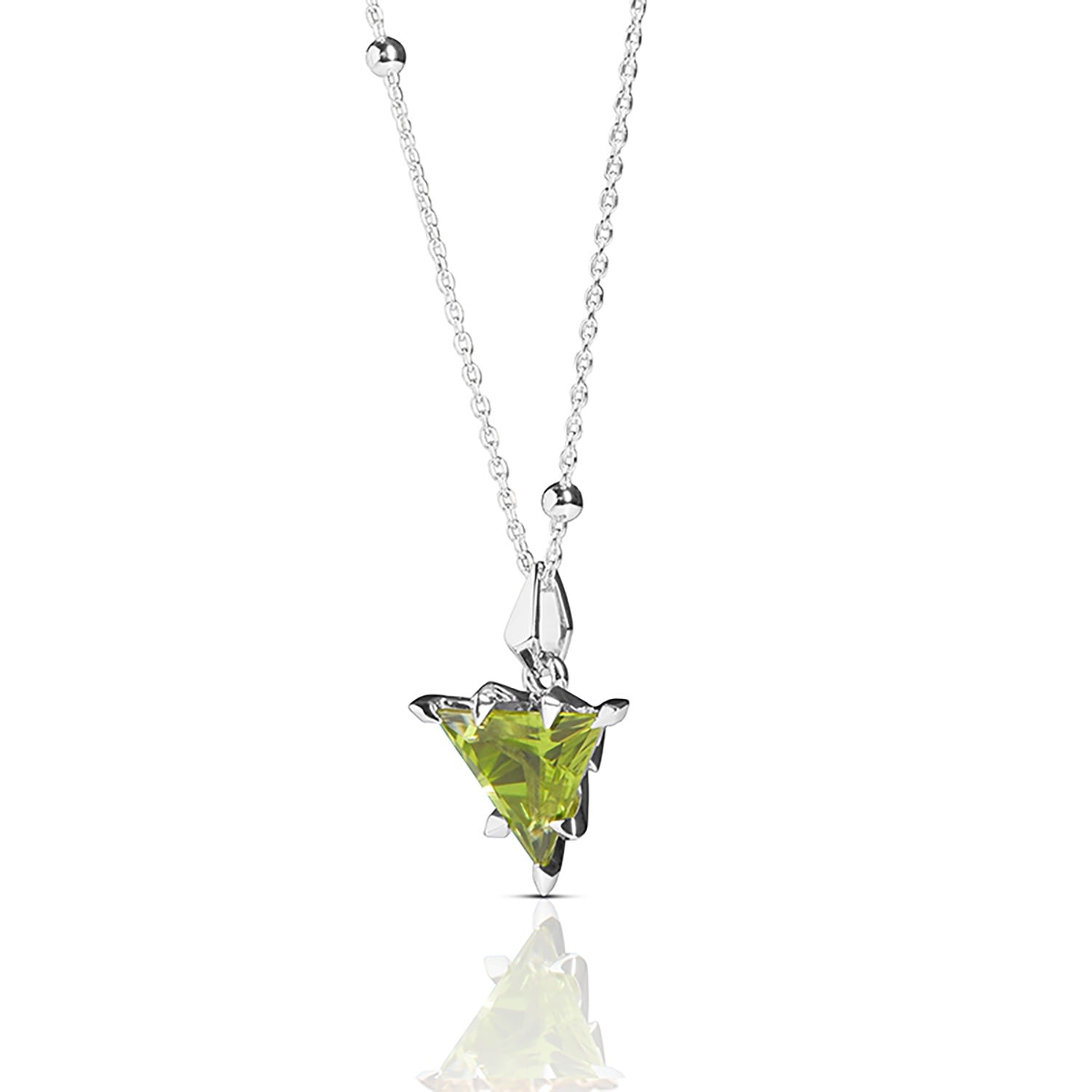 Trillion Pendant - Silver & Peridot