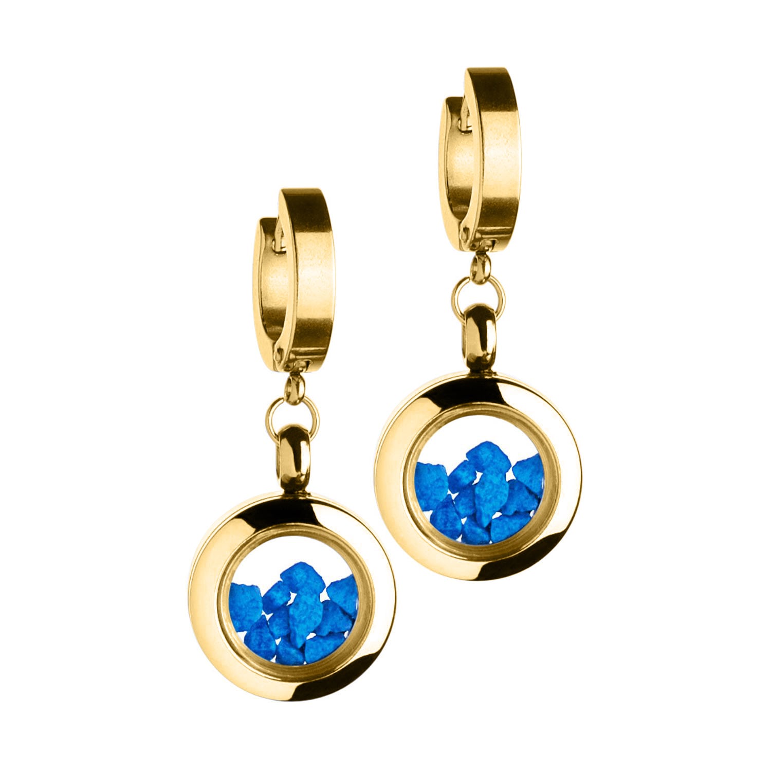 Blue Earrings - Dangle Earrings With Blue Stones 18 K. Gold Plated Gift For Her