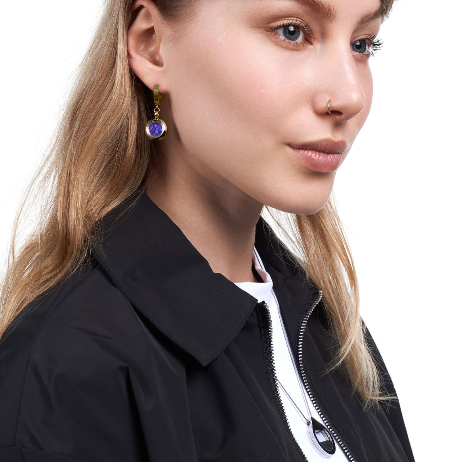 Blue Earrings - Dangle Earrings With Blue Stones 18 K. Gold Plated Gift For Her
