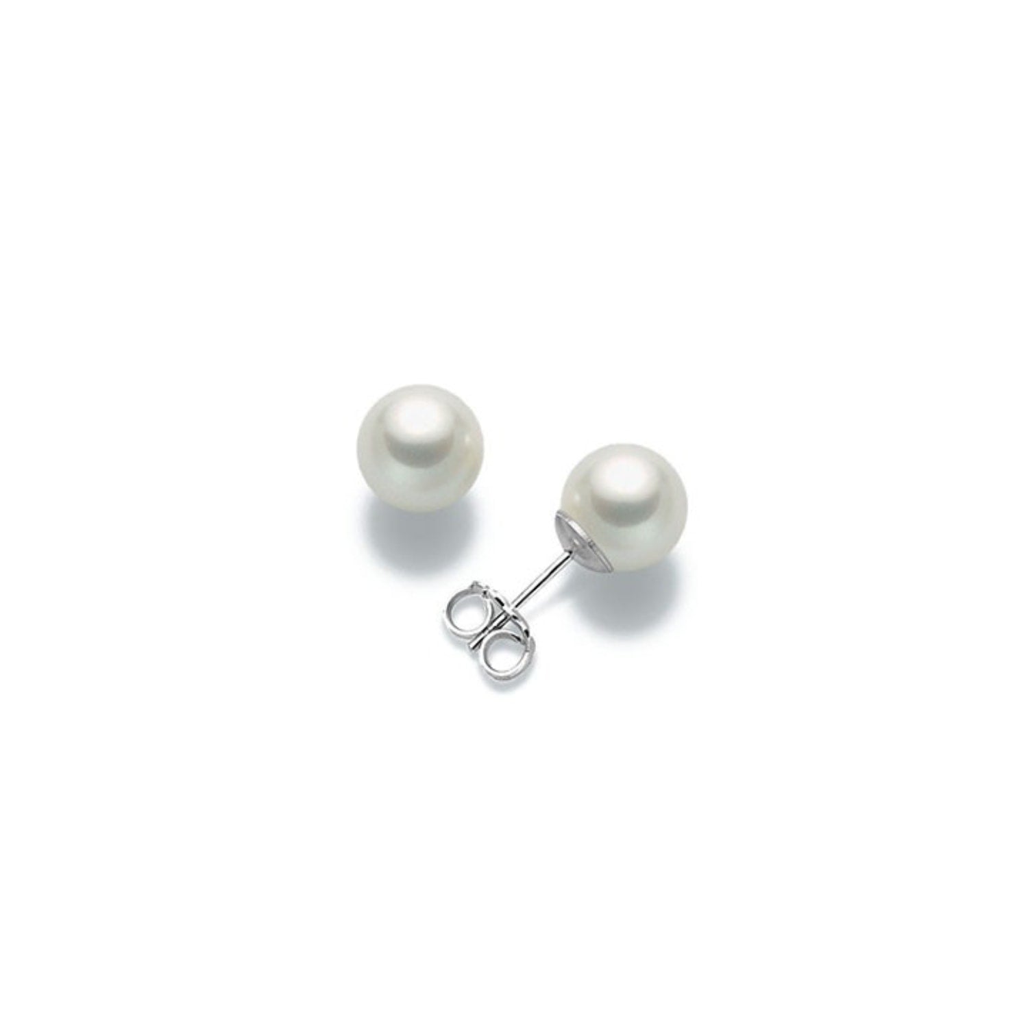 Elegant Eighteen Carat White Gold Stud Earrings With Natural Freshwater Pearls Timeless Luxury