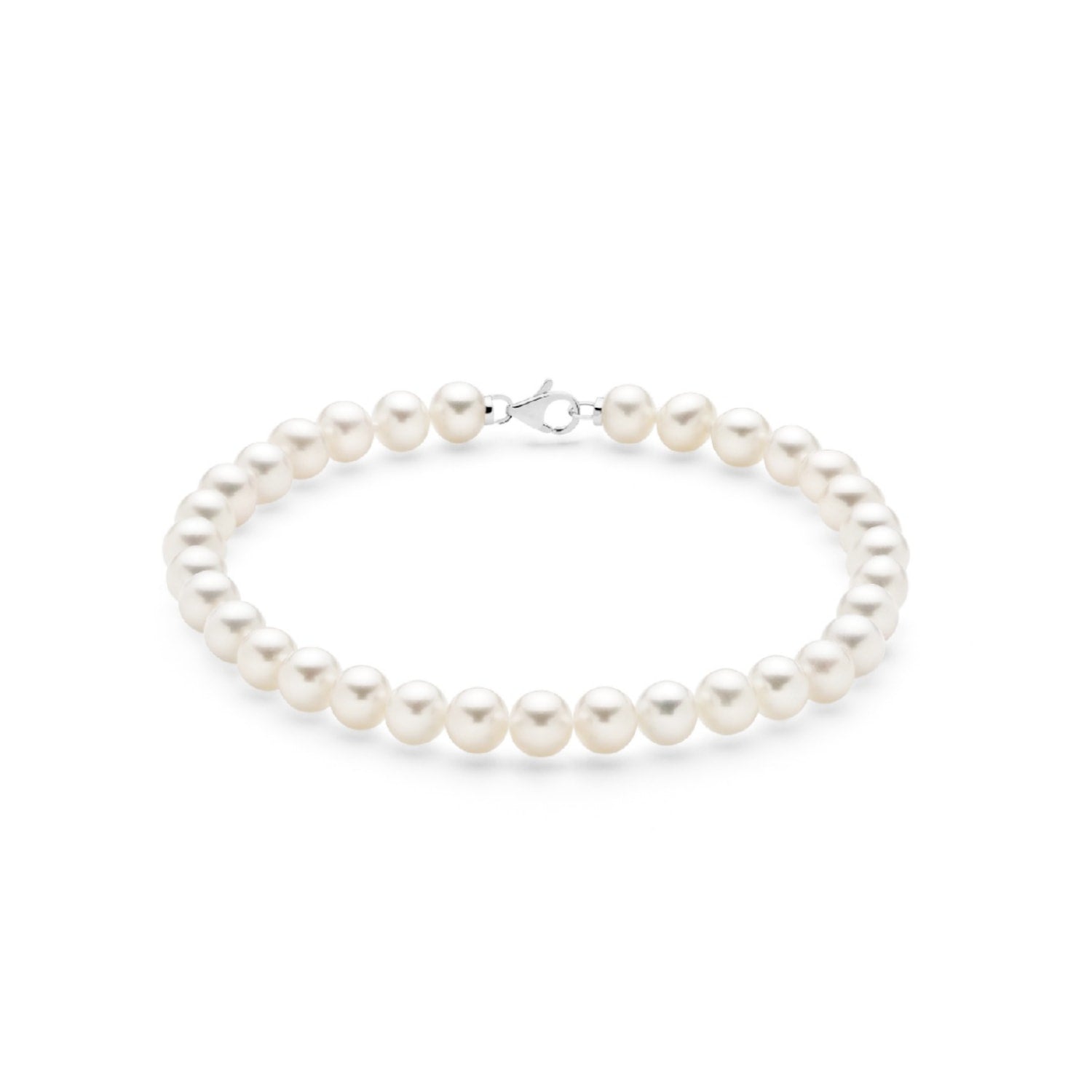 Elegant Five Millimeters Freshwater Pearl Bracelet With Eighteen Kt White Gold Clasp - Classic Beauty