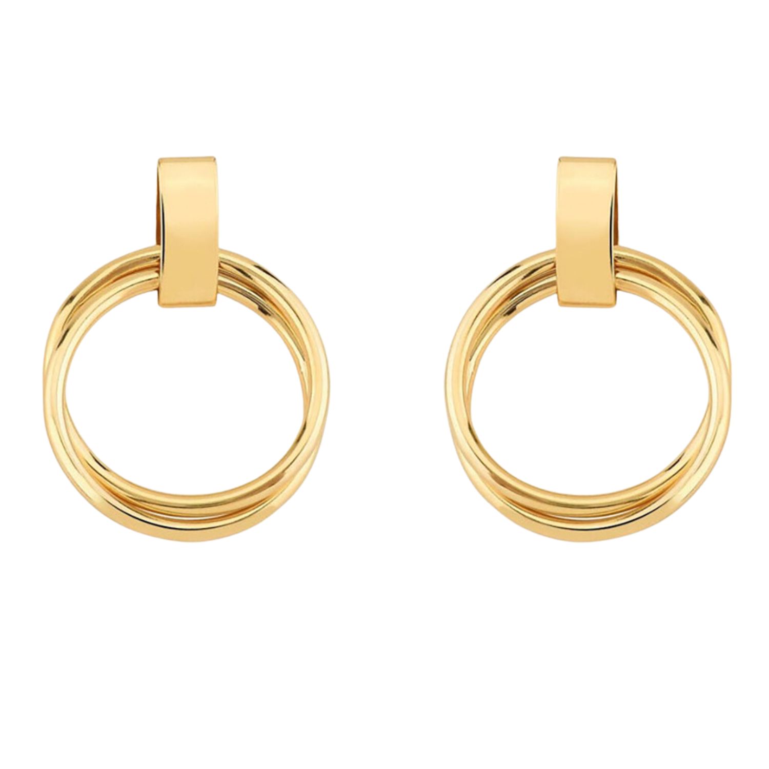 Elegant Gold Plated Double Hoop Earrings