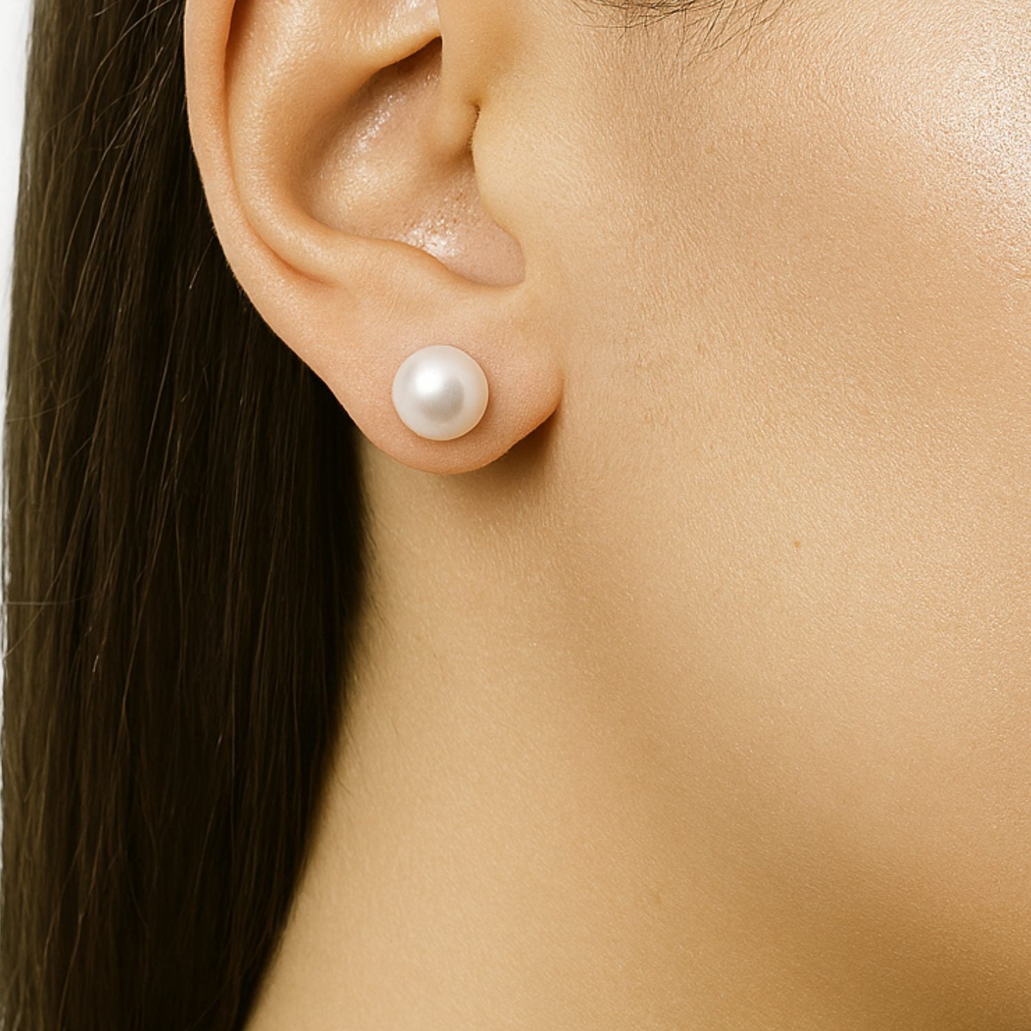 Elegant Sterling Silver Pearl Stud Earrings For Timeless