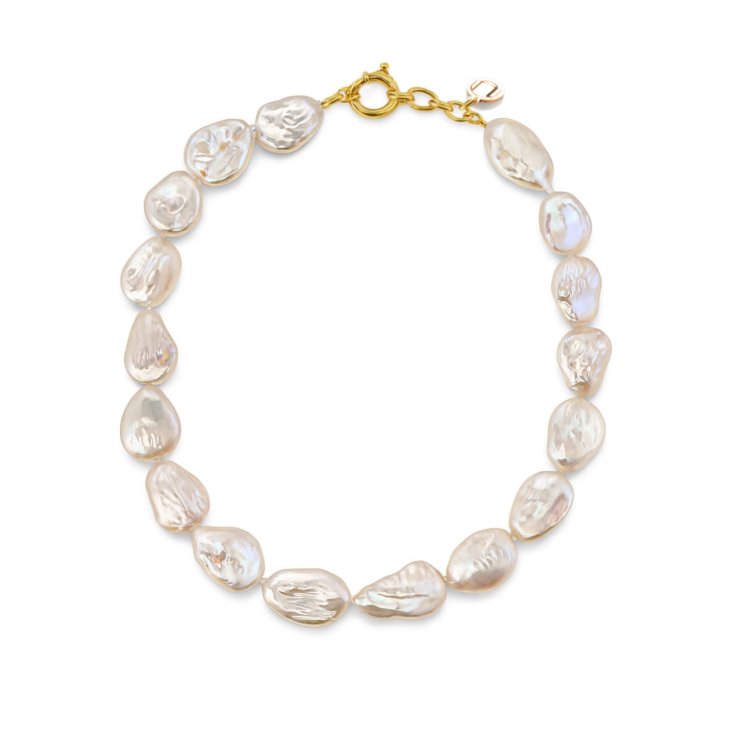 Elegant Long Necklace With Freshwater Cultured Baroque Pearls And Sterling Silver-Gold Plated Lobster Clasp