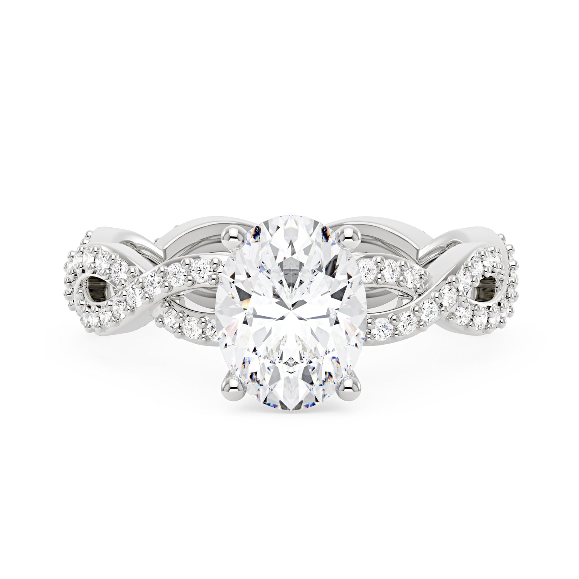 2 Carat Oval Moissanite Ring with Pavé Infinity Band