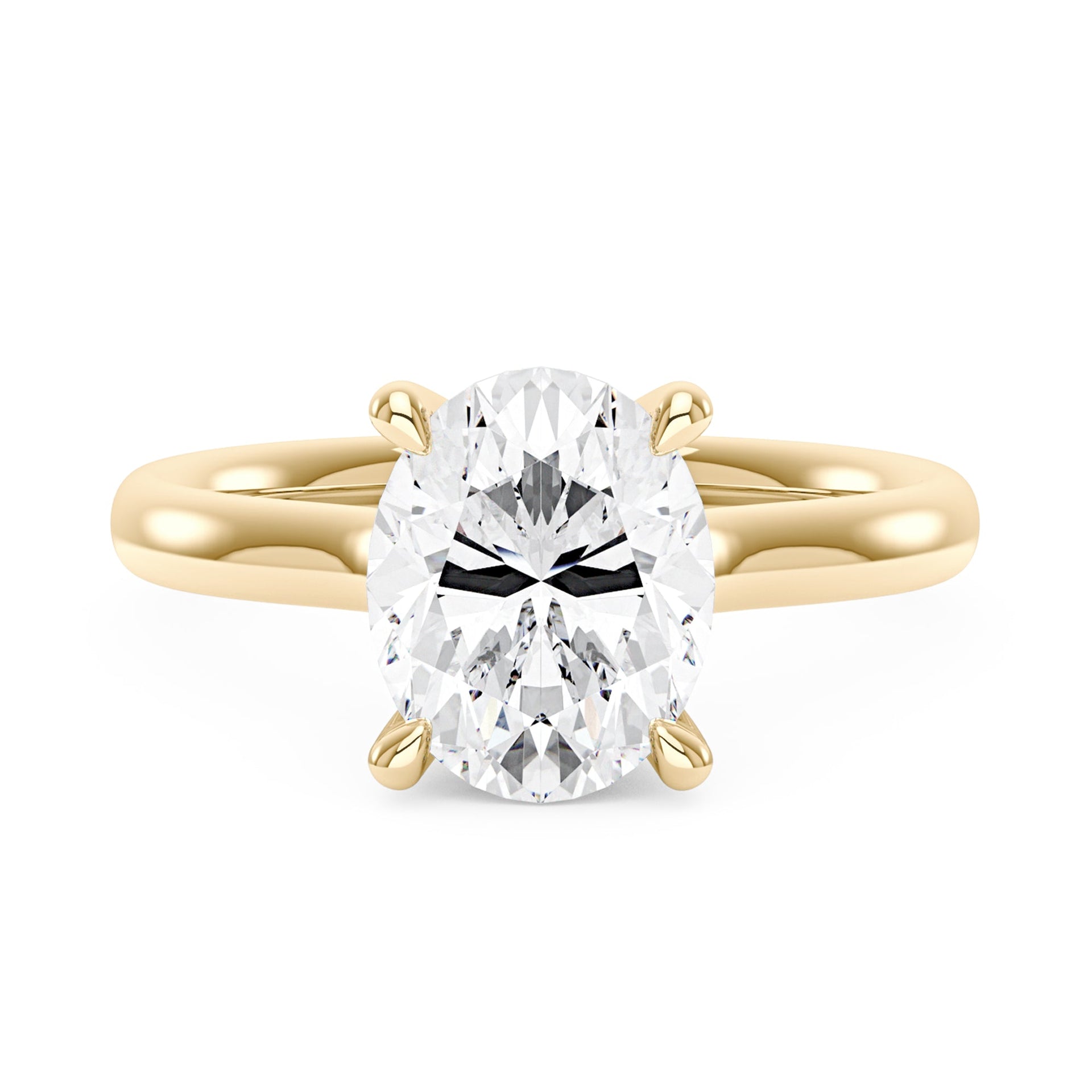 3 Carat Oval Moissanite Solitaire Ring with Hidden Halo