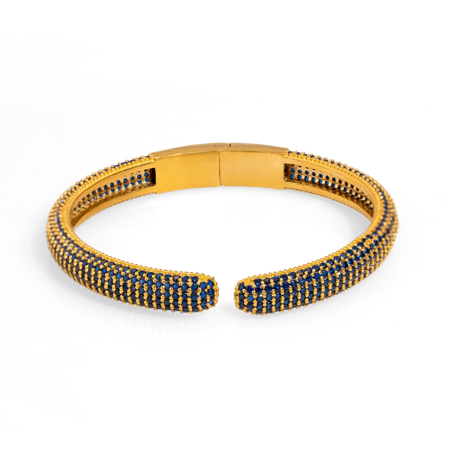 Elegant Sapphire & Gold Fashion Design Bangle Bracelet - Blue