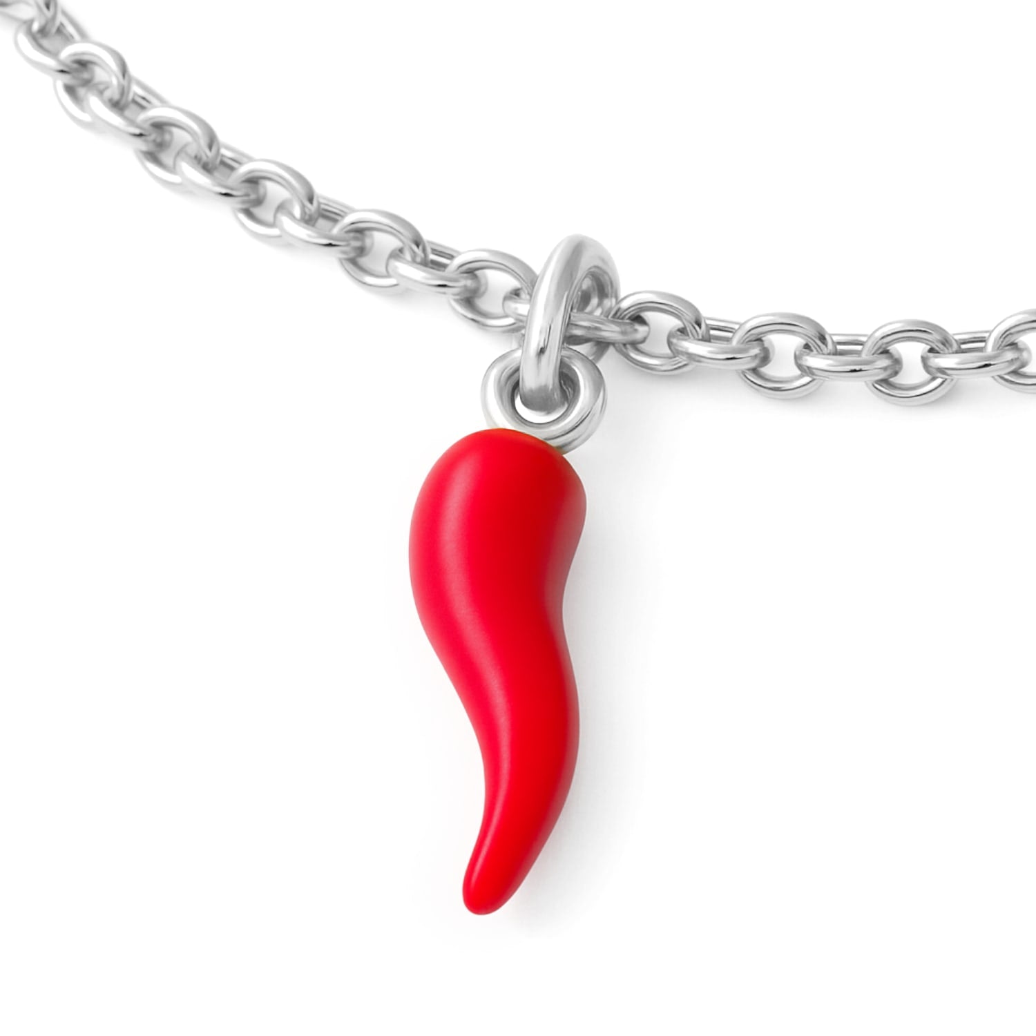 Elegant Silver Bracelet With Red Horn Pendant