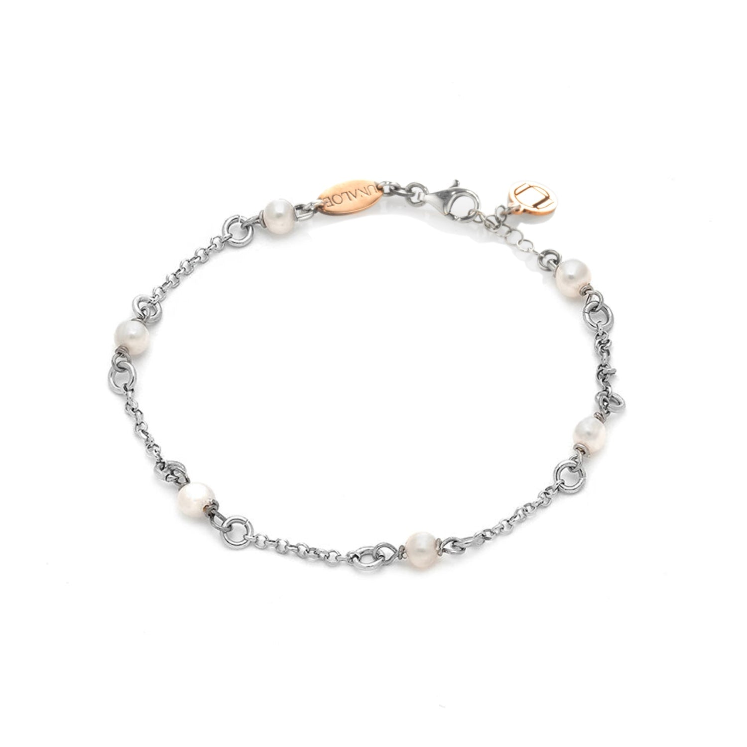 Elegant Soft Bracelet With Five Natural Pearls And Sterling Silver