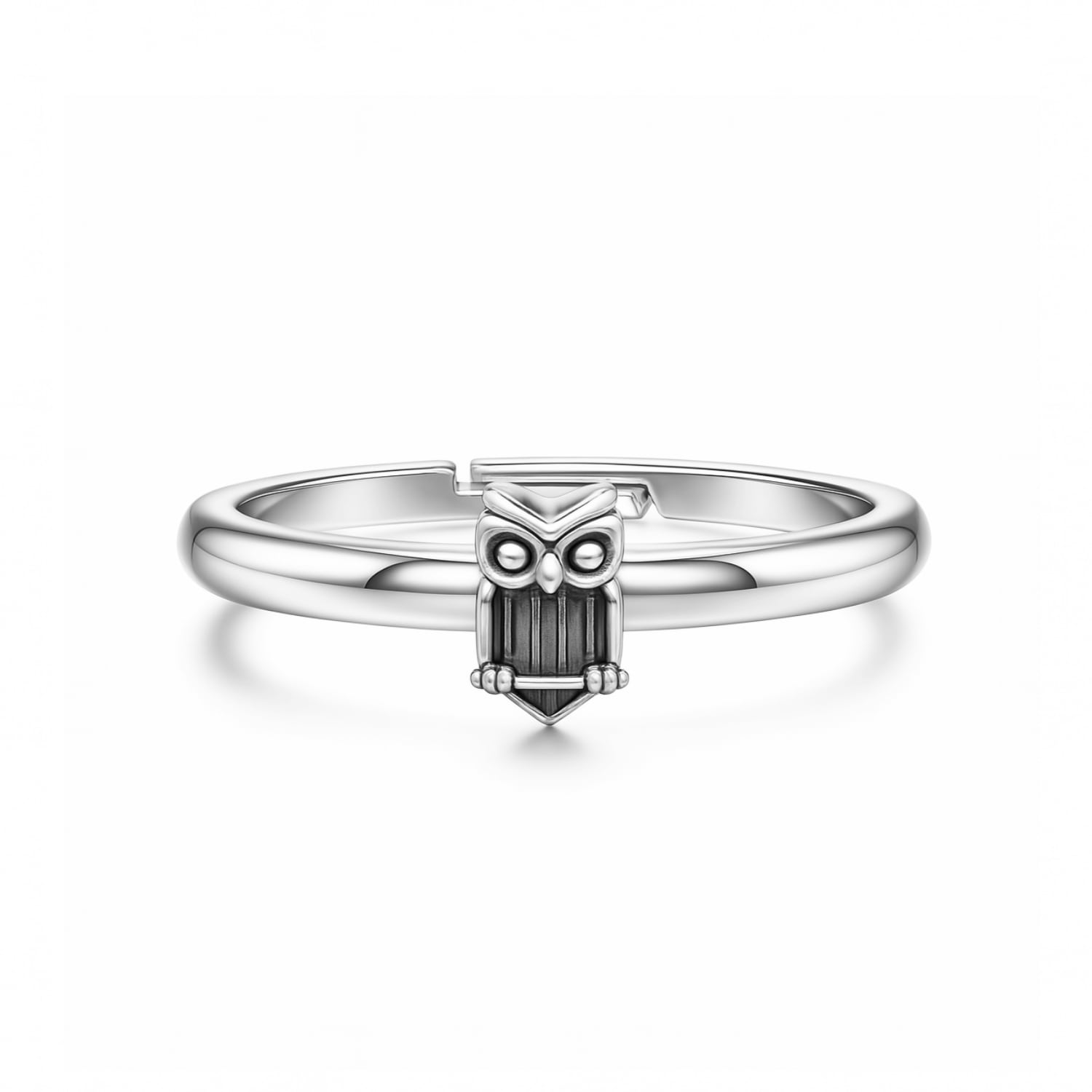 Sterling Silver Owl Ring – Symbolic, Nature-Inspired, Adjustable - Unaloe Handmade Ring For Women