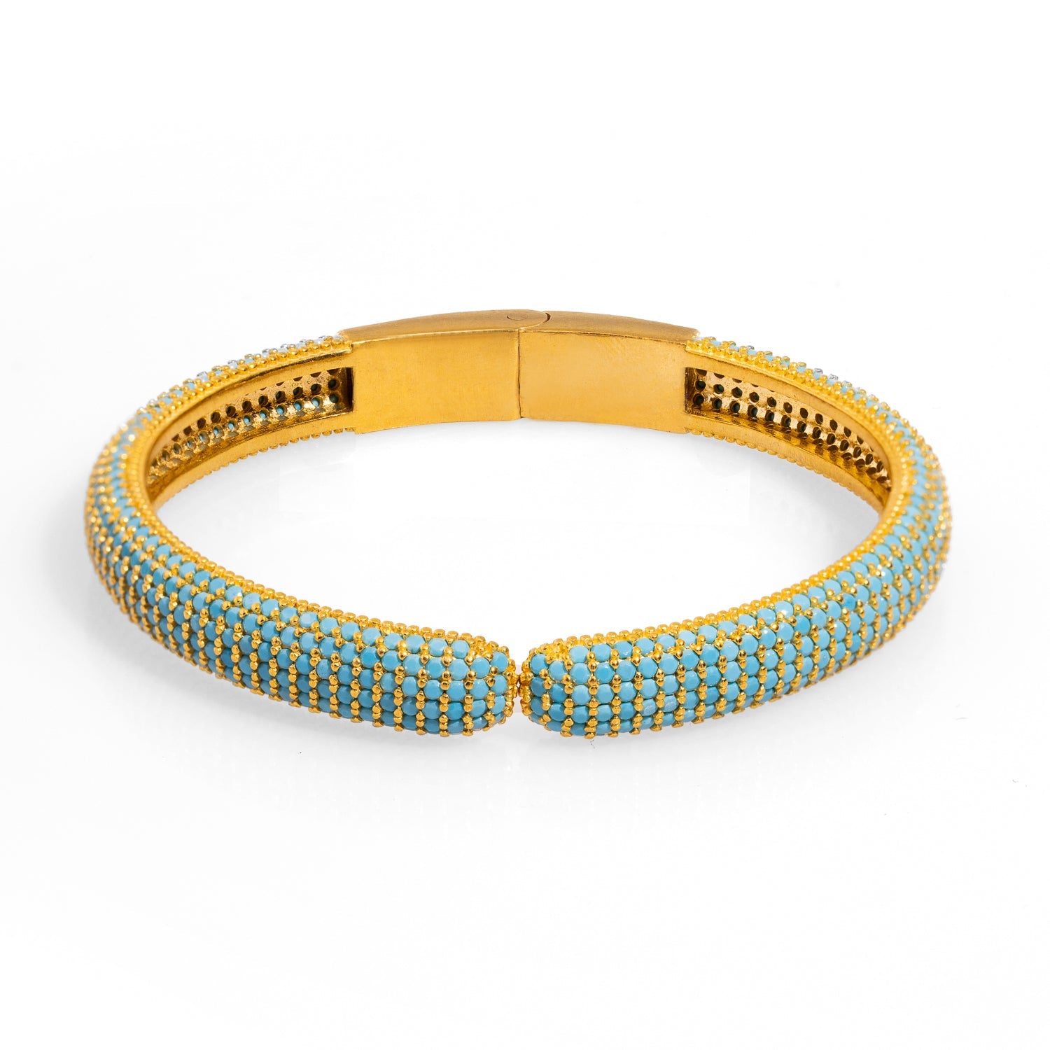 Elegant Turquoise & Gold Fashion Design Bangle Bracelet - Turquoise