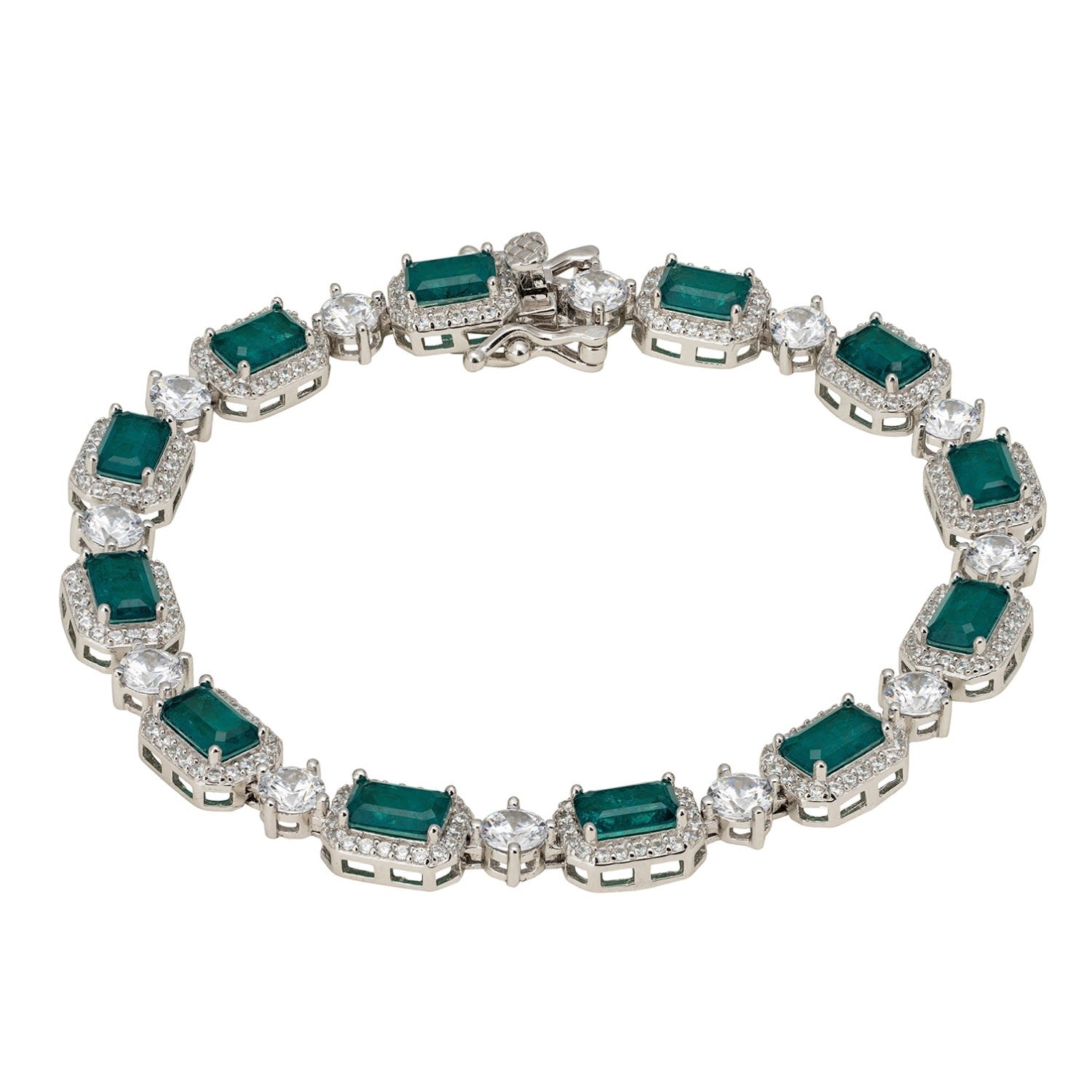 Elena Gemstone Bracelet Emerald Silver