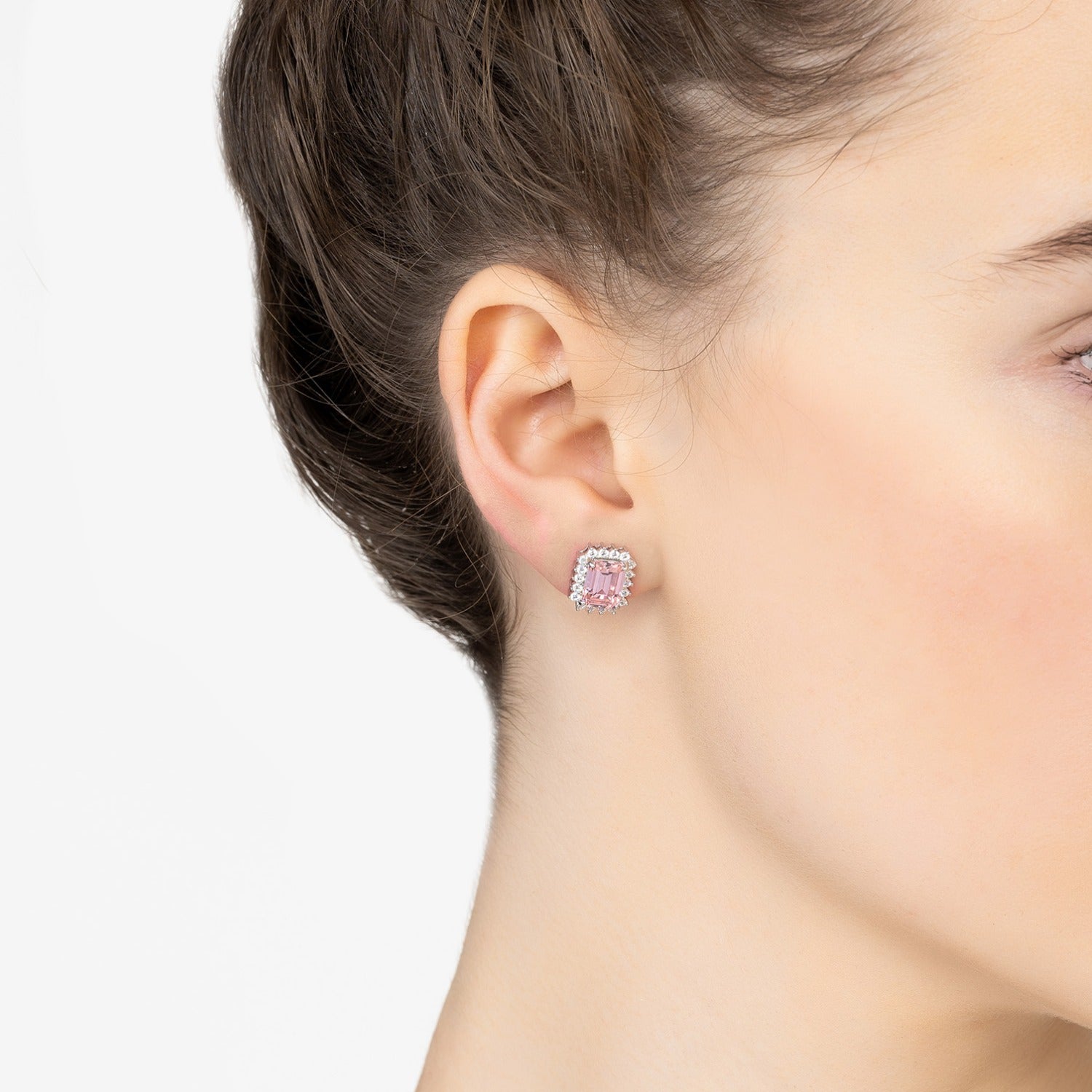 Elena Gemstone Stud Earrings Morganite Silver