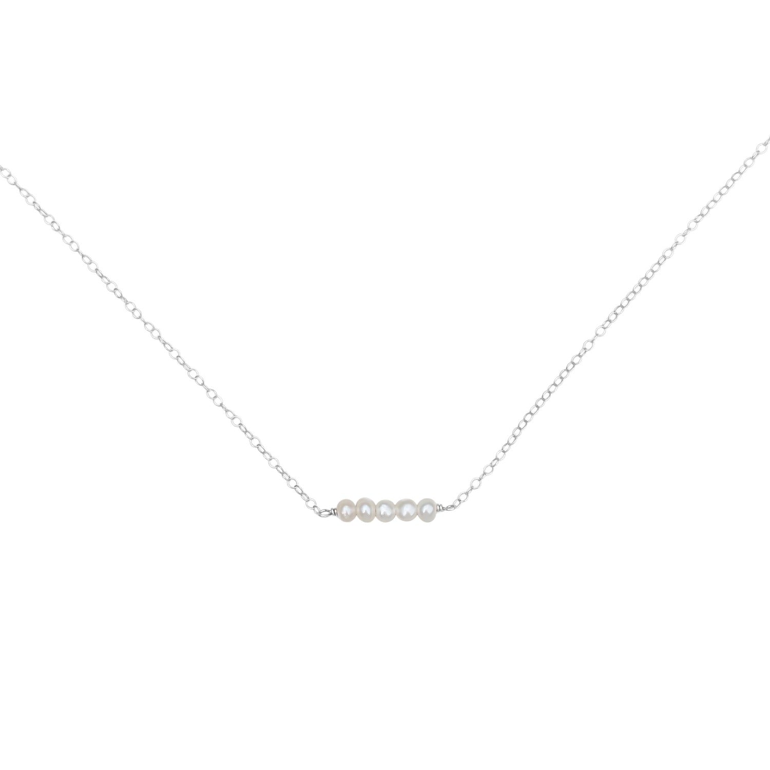 Eliana Tiny Pearl Bar Sterling Silver Necklace