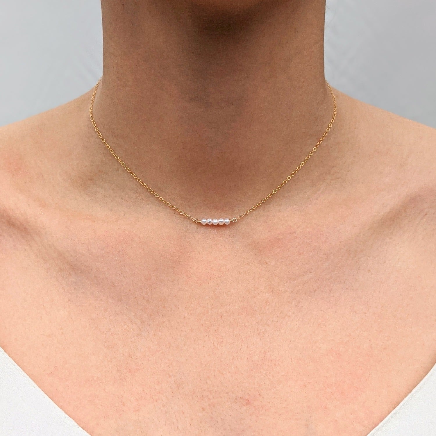 Eliana Tiny Pearl Bar Sterling Silver Necklace