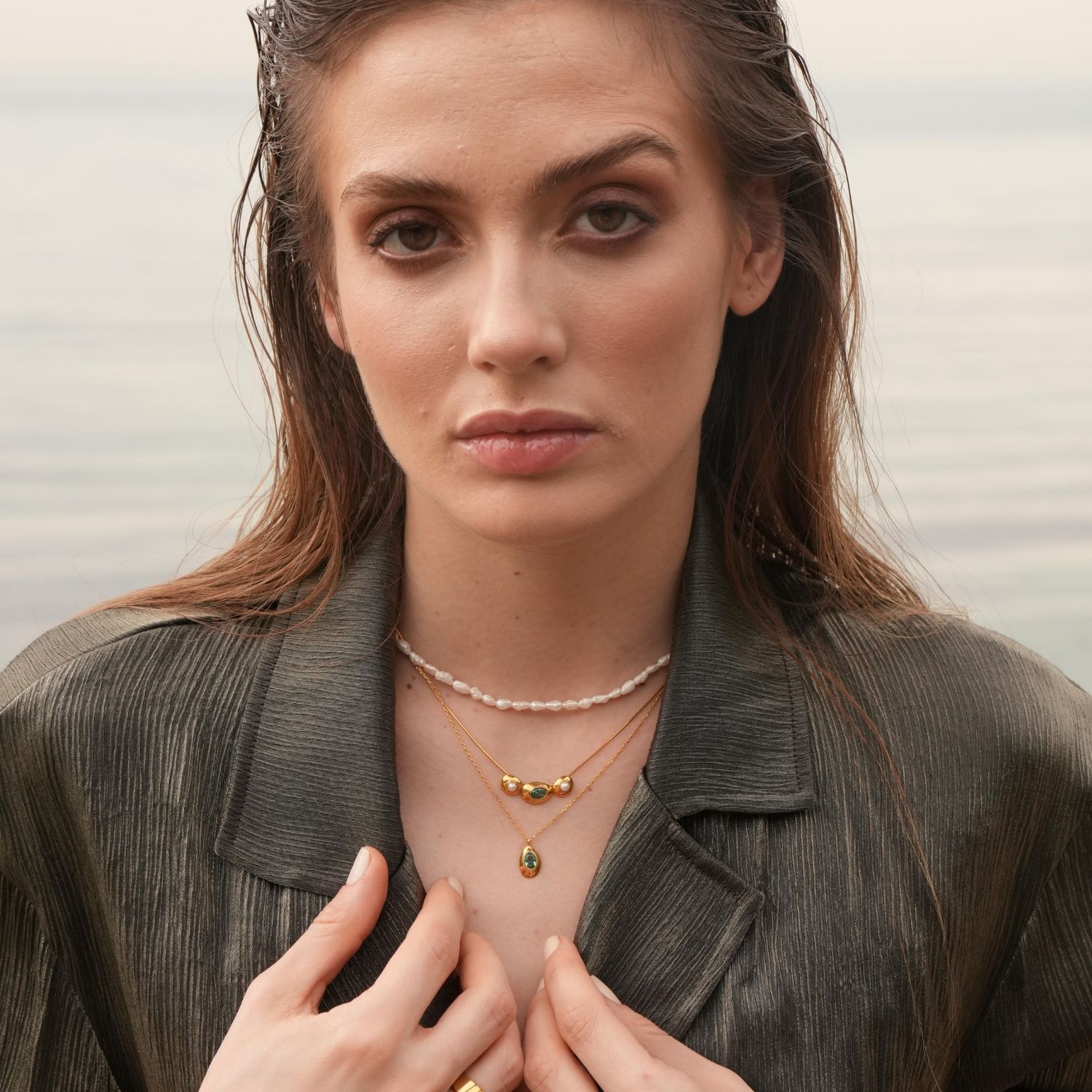 Ella Green Oval Necklace