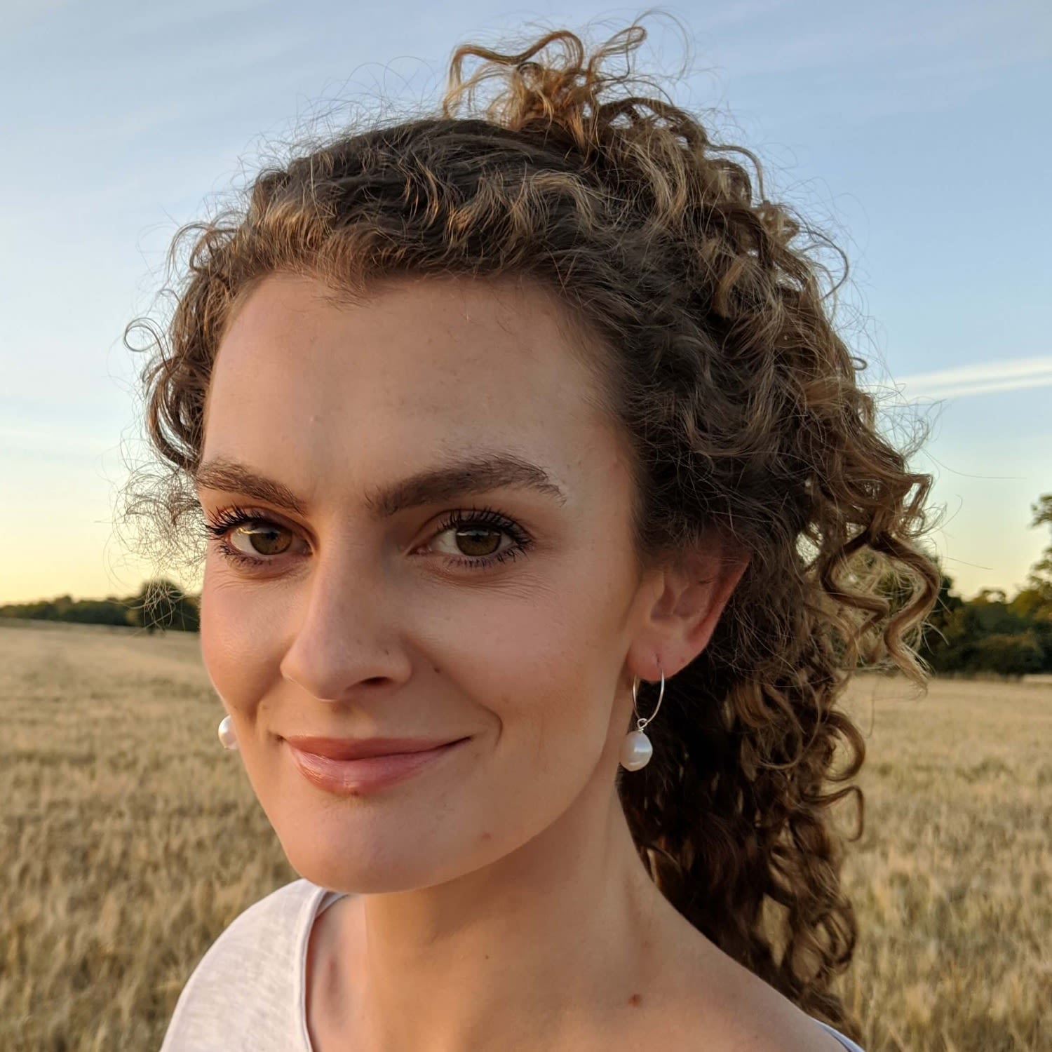 Elle Thin Hoop Pearl Drop Sterling Silver Earrings