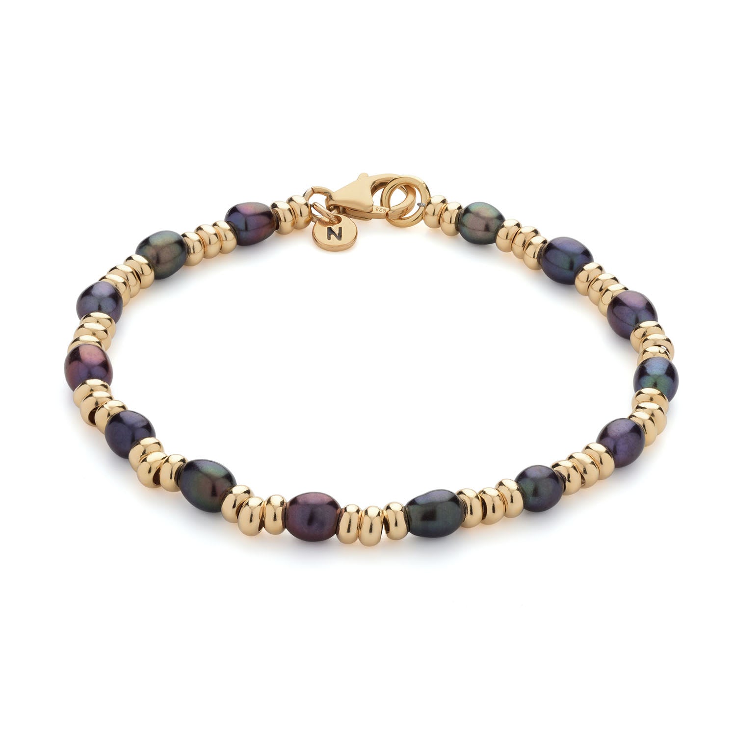 Ellen Gem Peacock Pearl Bracelet Gold Plated Sterling Silver