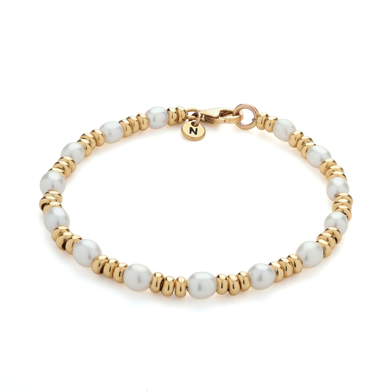 Ellen Gem White Pearl Bracelet Gold Plated Sterling Silver