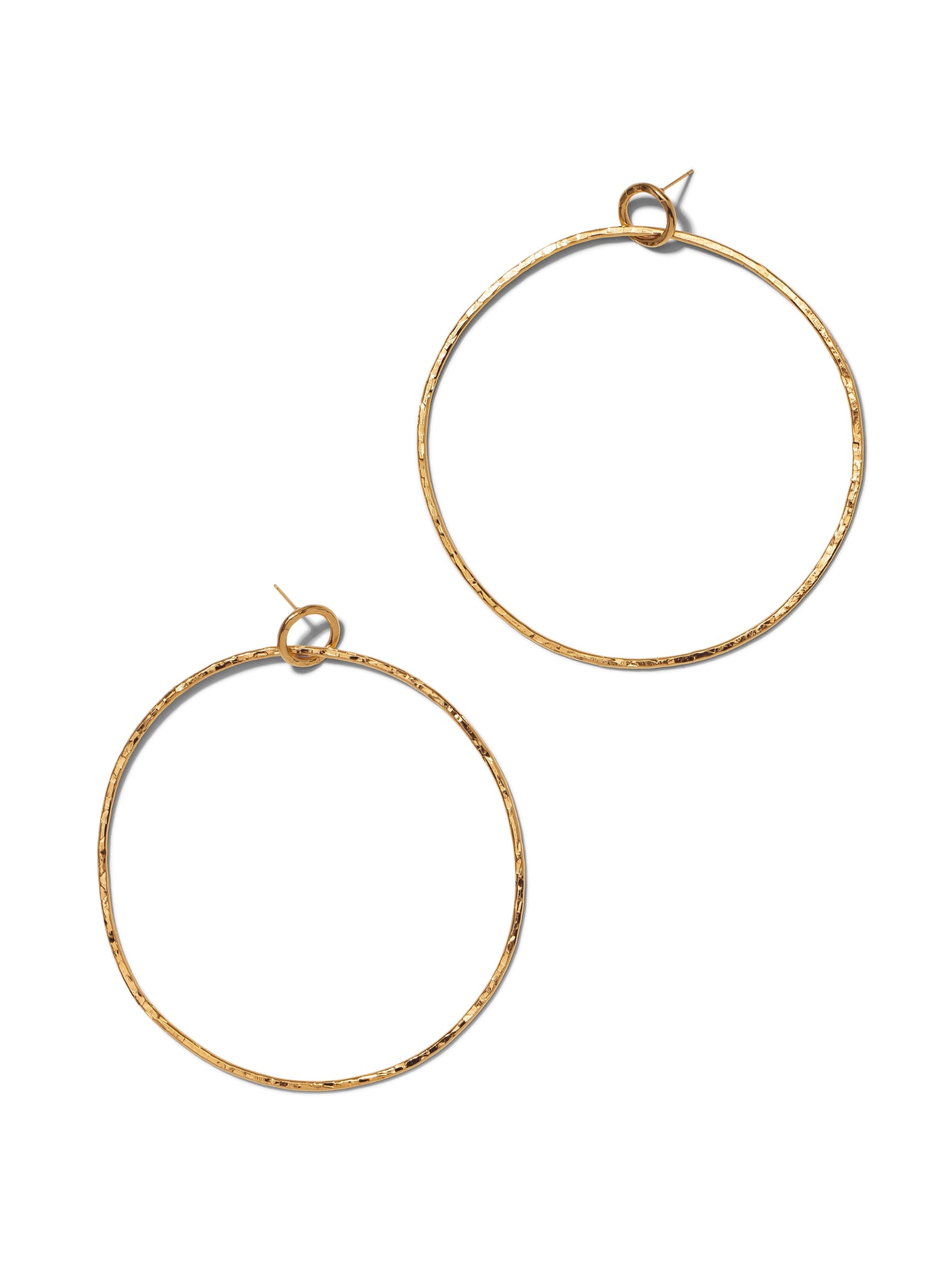 Ellen Large Textured Hoop Post Earrings