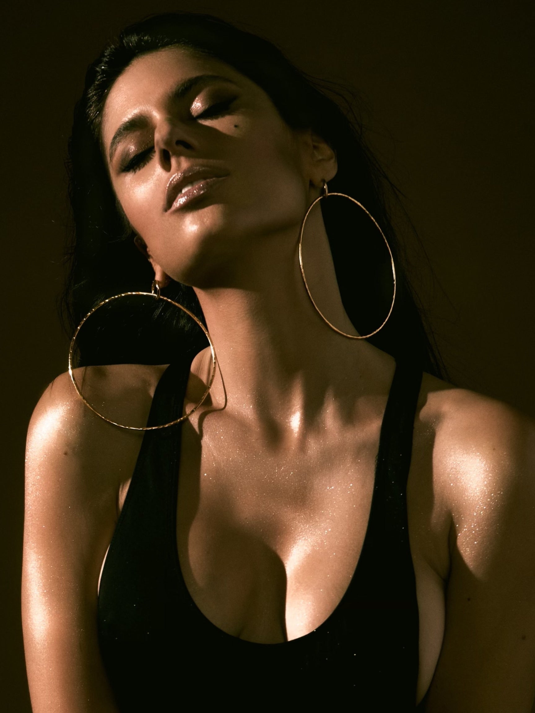 Ellen Large Textured Hoop Post Earrings