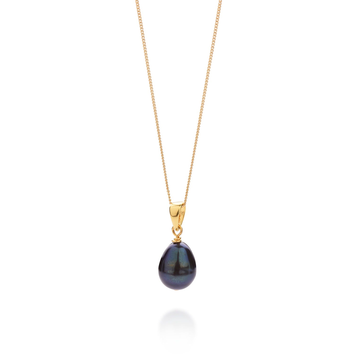 Ellen Mini Peacock Pearl Drop Necklace Gold Plated Sterling Silver