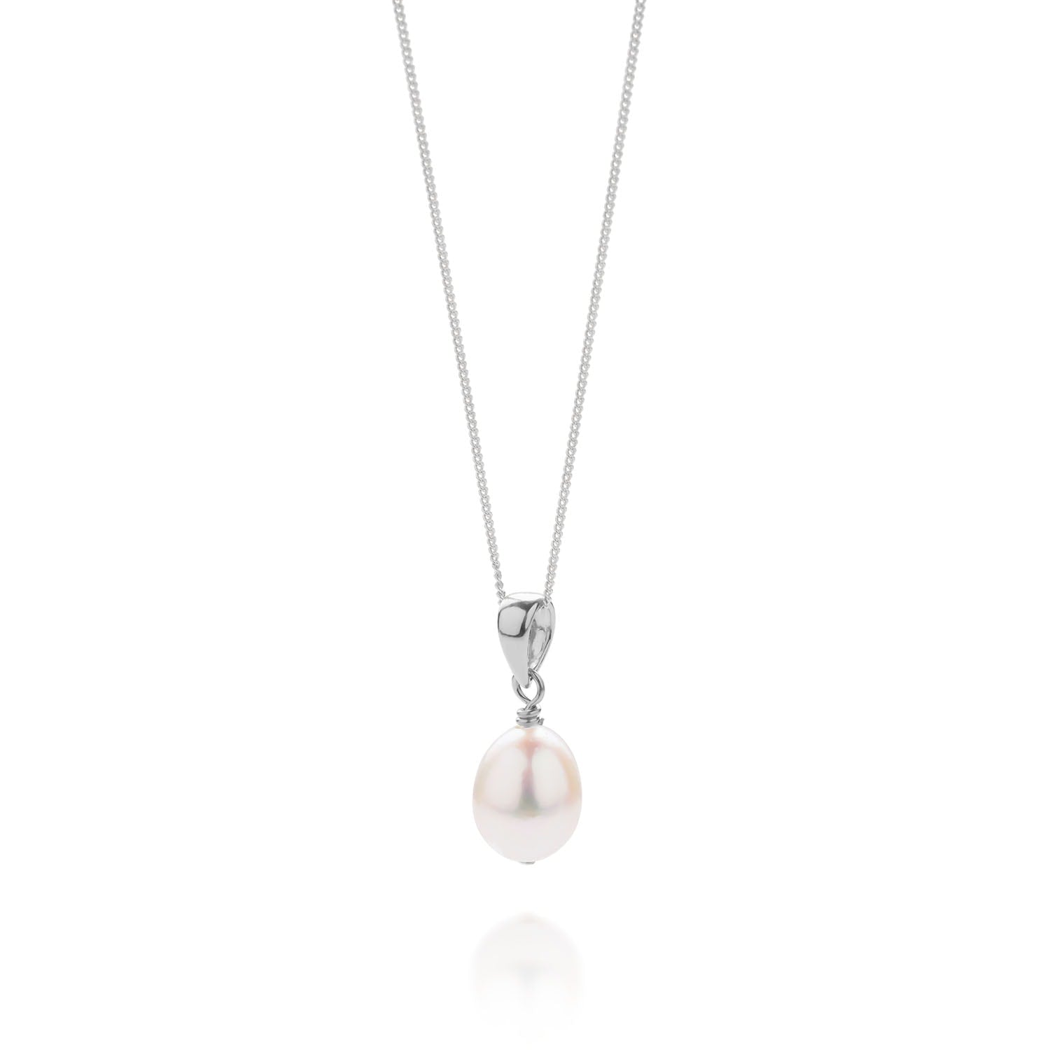 Ellen Mini White Pearl Drop Necklace Sterling Silver