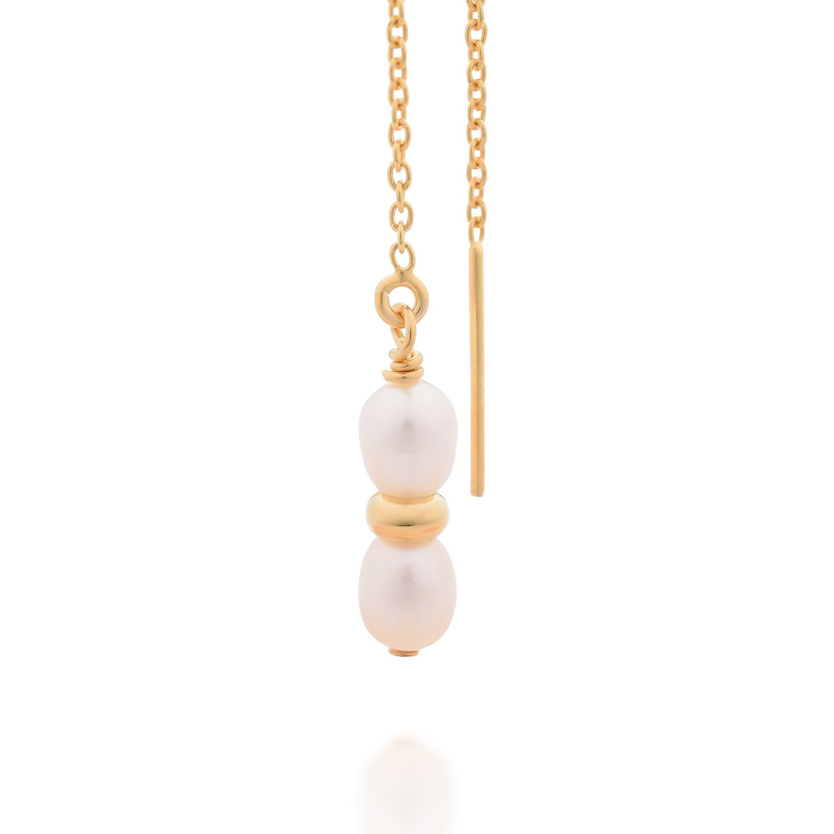 Ellen White Pearl Fall Earrings Gold Plated Sterling Silver