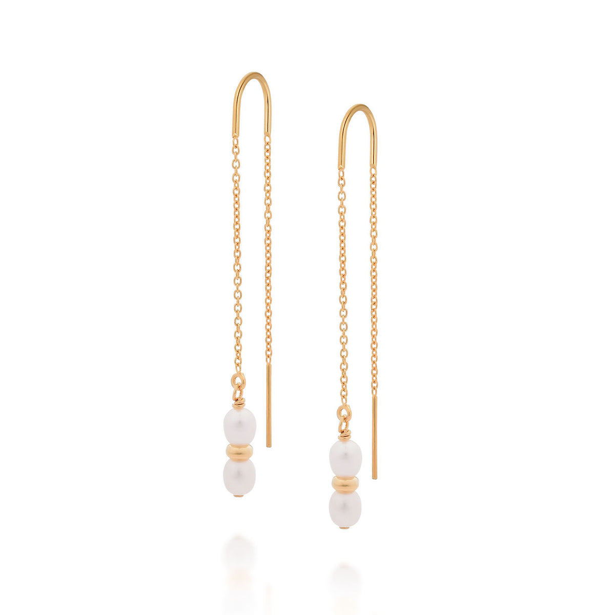 Ellen White Pearl Fall Earrings Gold Plated Sterling Silver