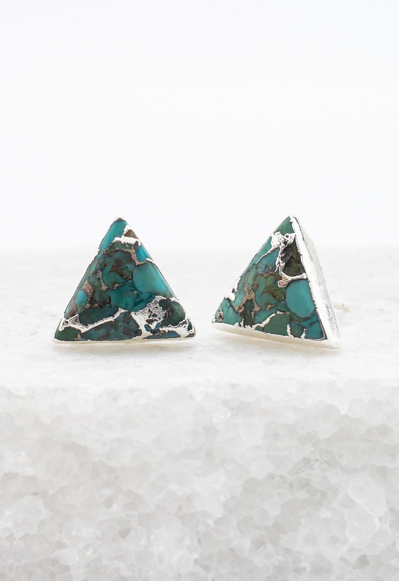 Ellie Triangle Turquoise Studs In Sterling Silver