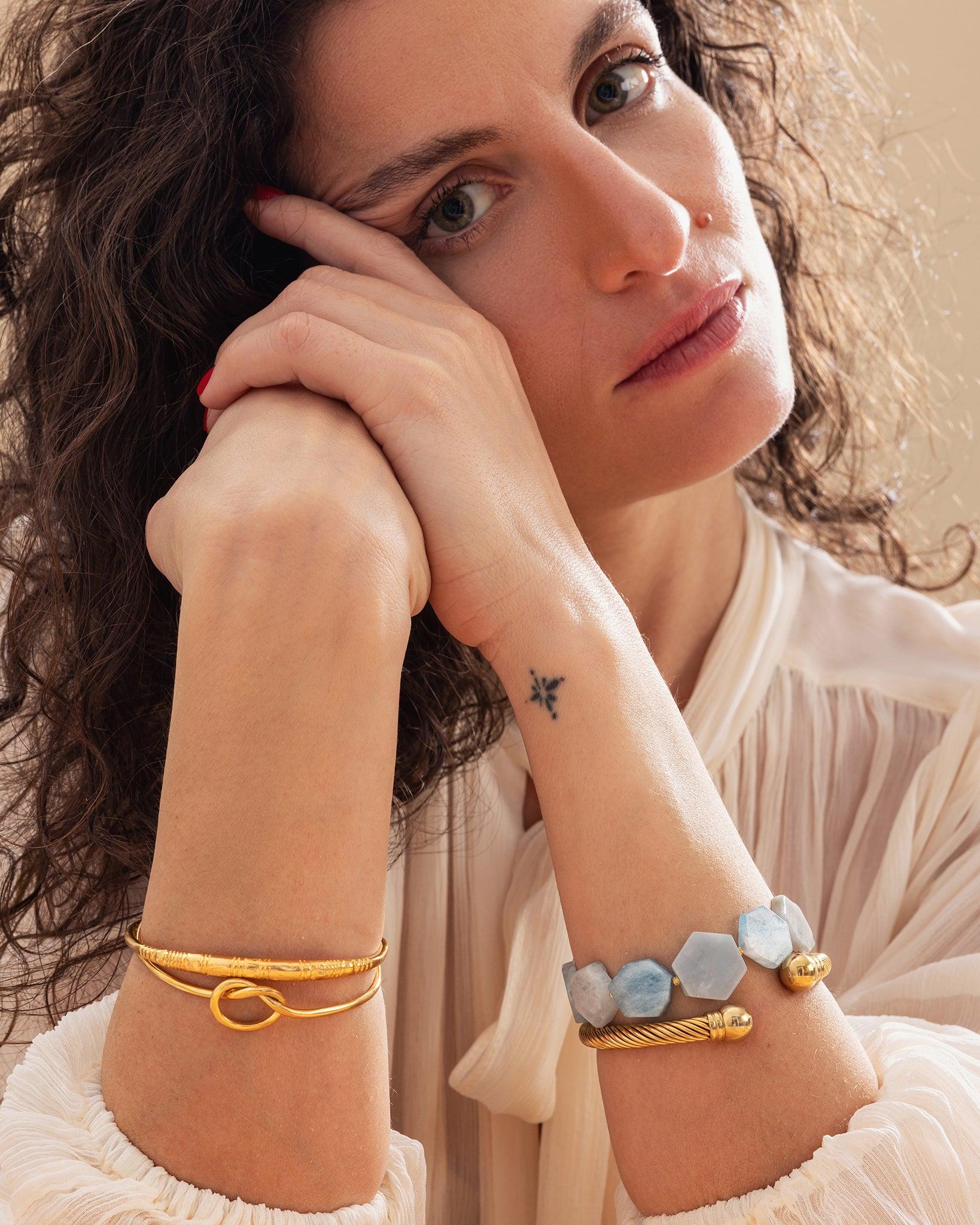 Ocean Bliss Bracelet With Hexagonal Aquamarine