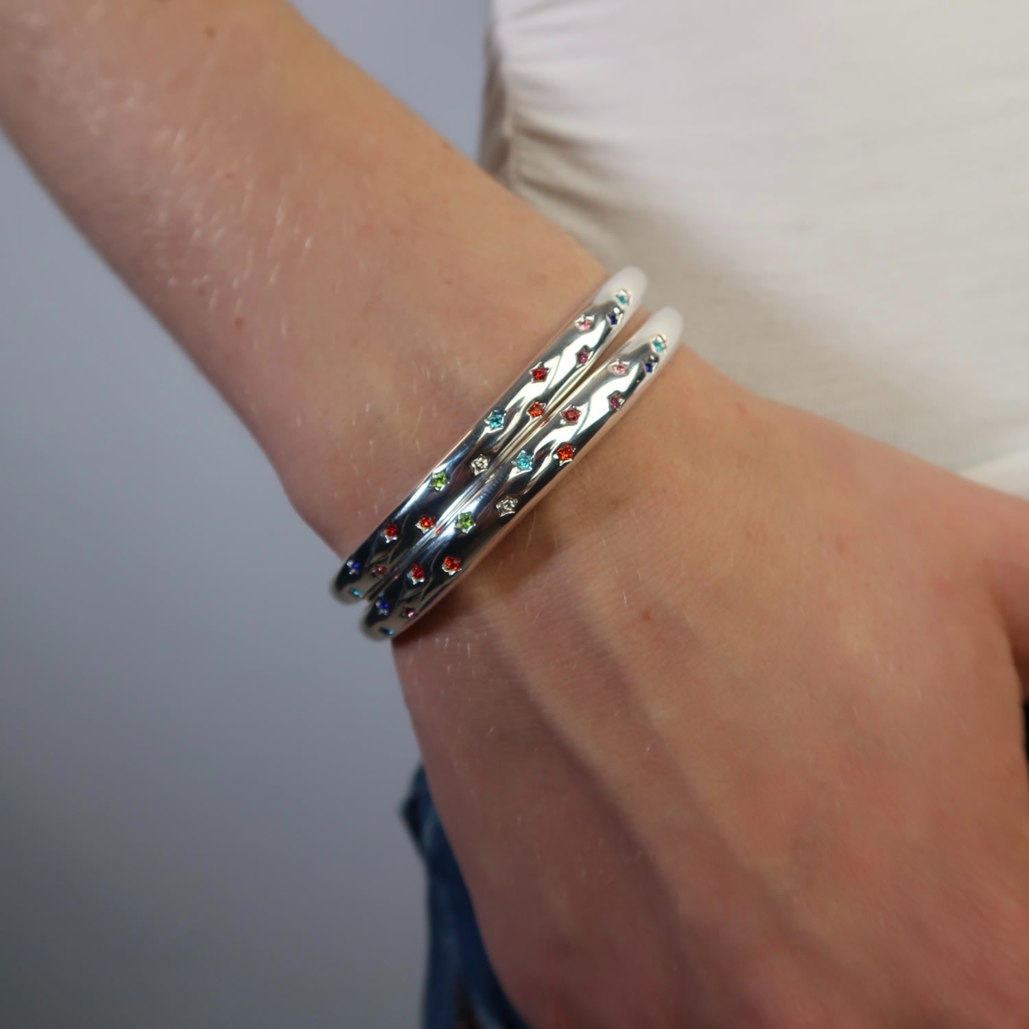 Eloise's Multicoloured Bangle In Silver