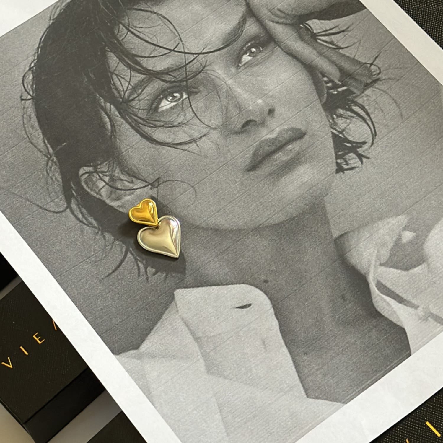 Sadie Two Tone Statement Heart Shaped Earrings