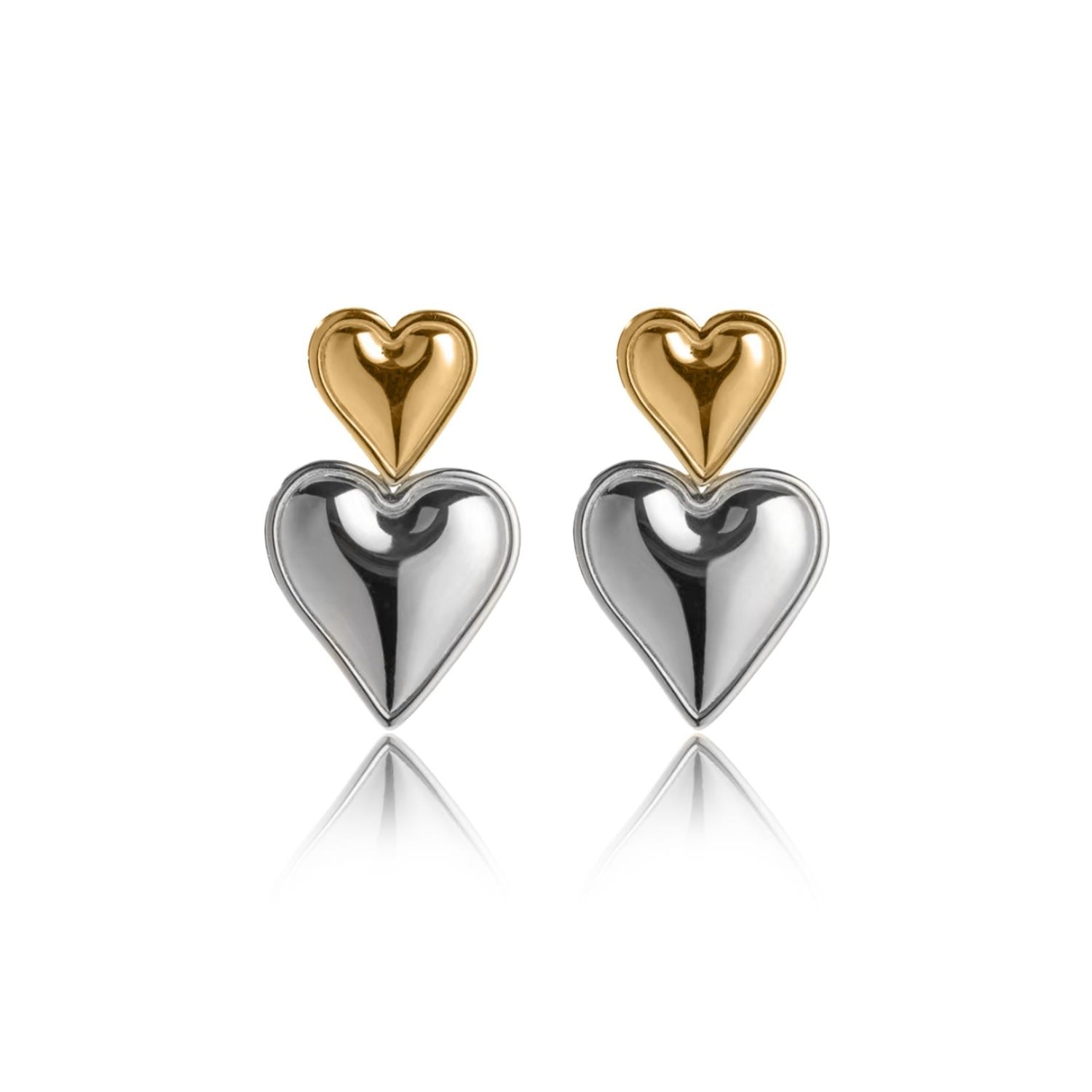 Sadie Two Tone Statement Heart Shaped Earrings