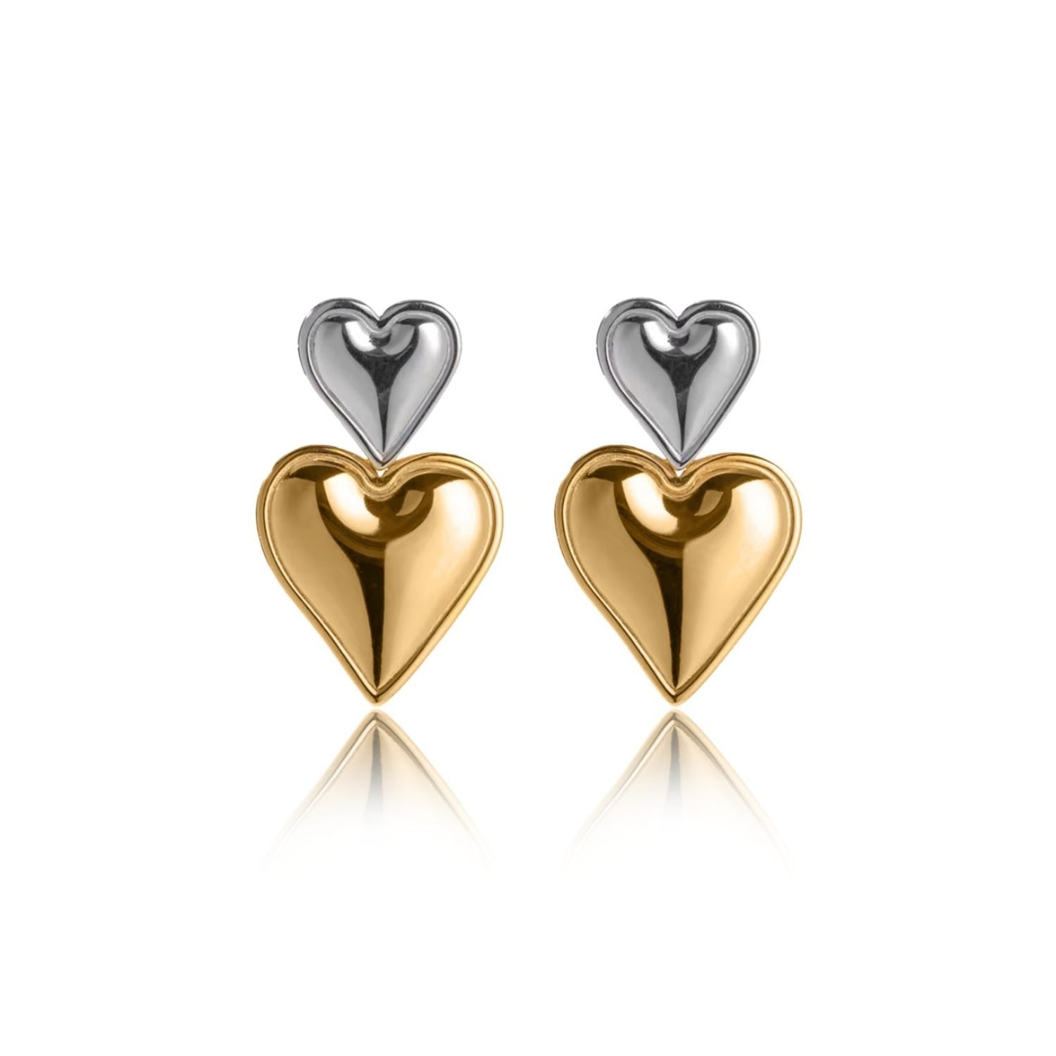 Giselle Two Tone Statement Heart Shaped Earrings