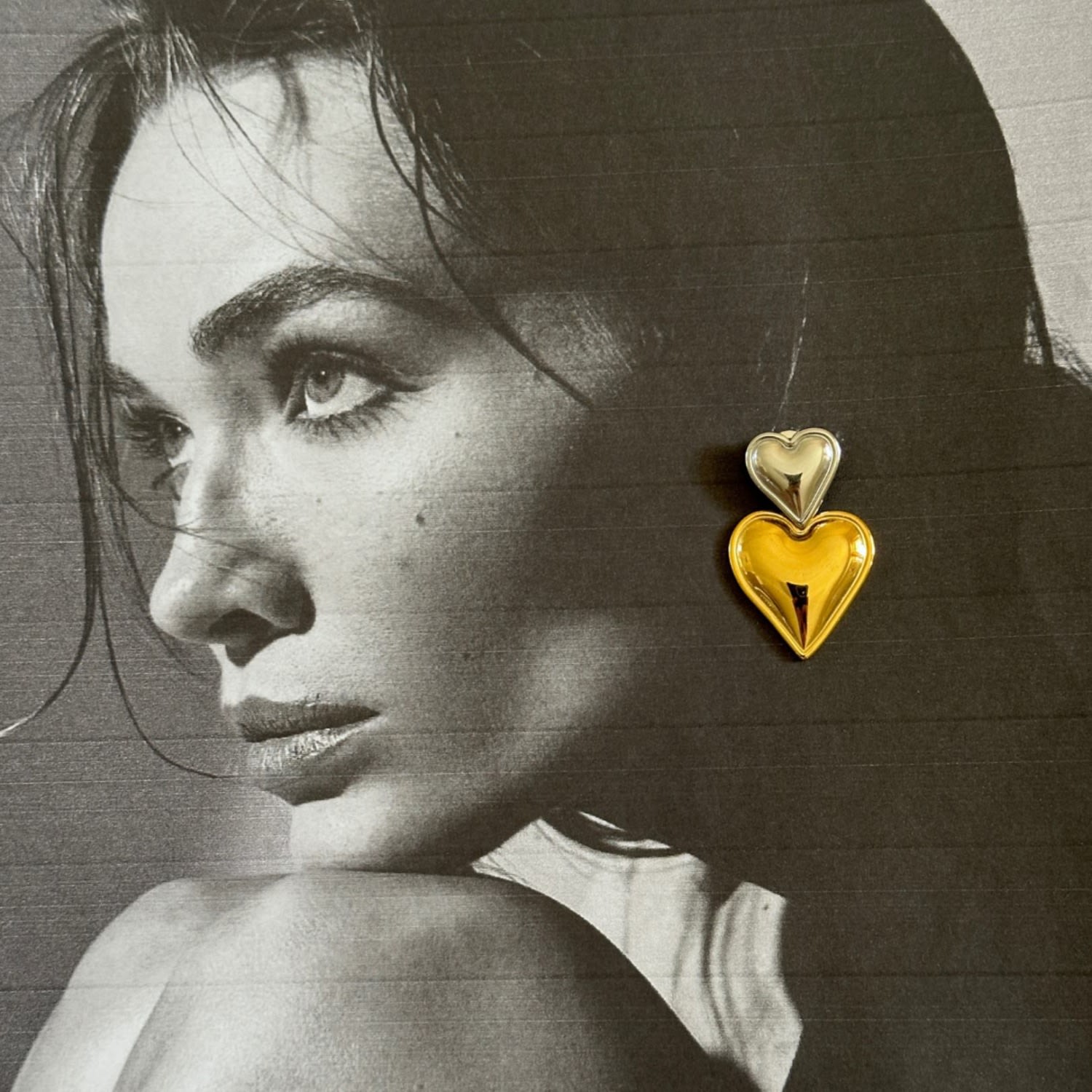 Giselle Two Tone Statement Heart Shaped Earrings