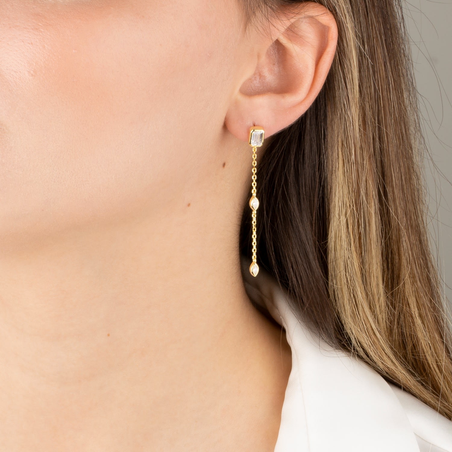 Elona Baguette Stone Earring
