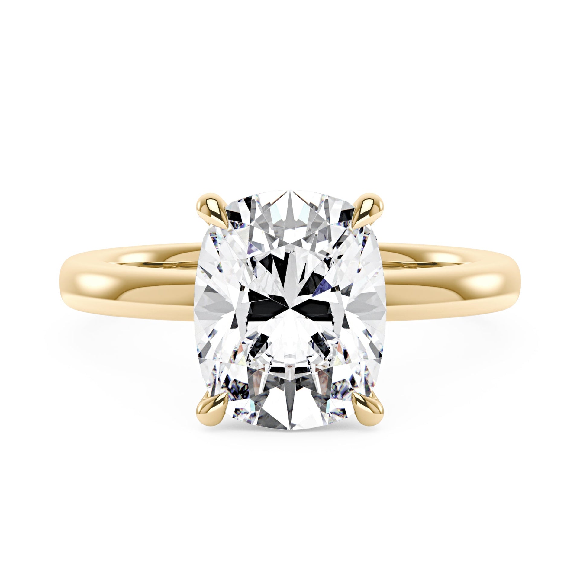 4 Carat Elongated Cushion Cut Moissanite Ring with Hidden Halo