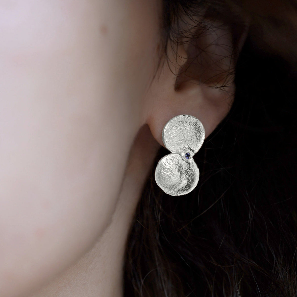 silver elongated seed pod earrings