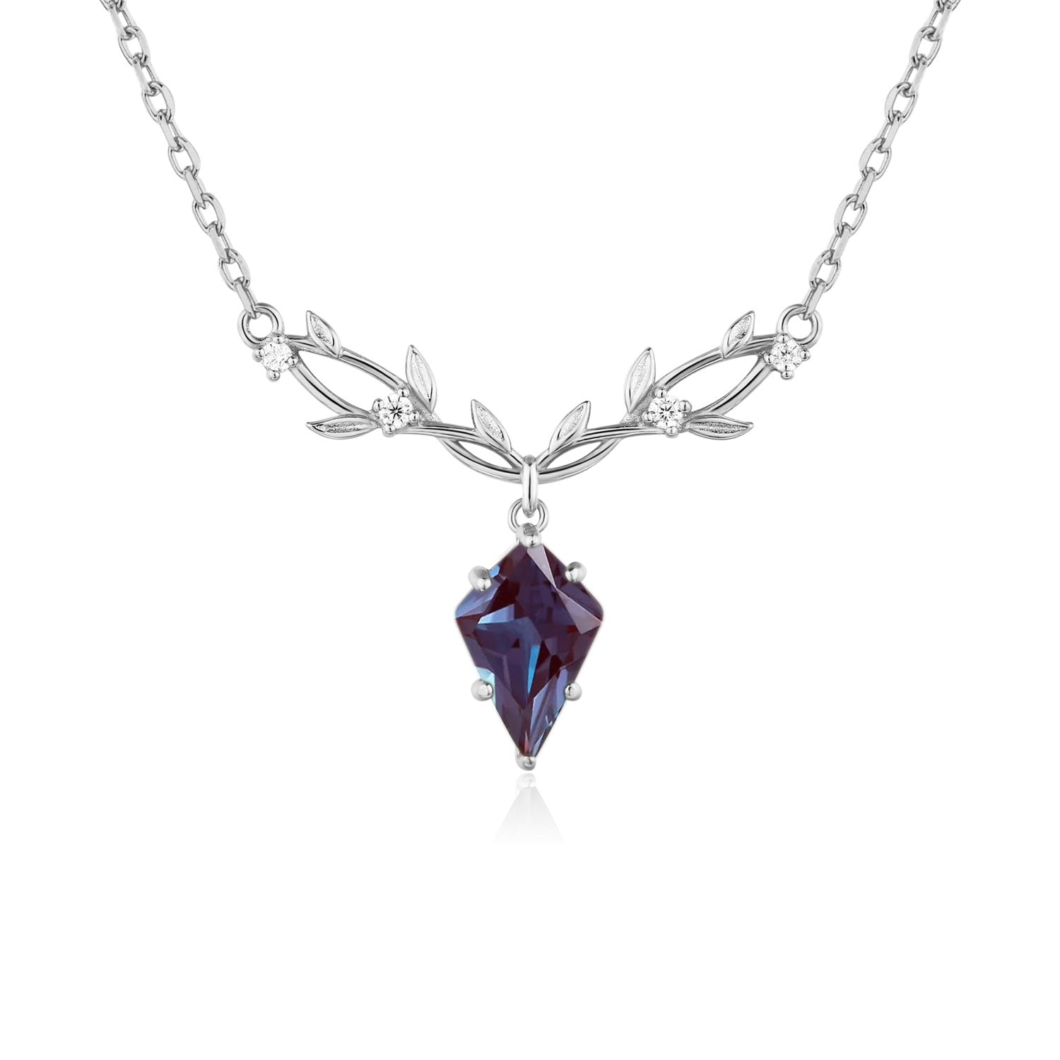 Elven Entwine Alexandrite Necklace White Gold Vermeil