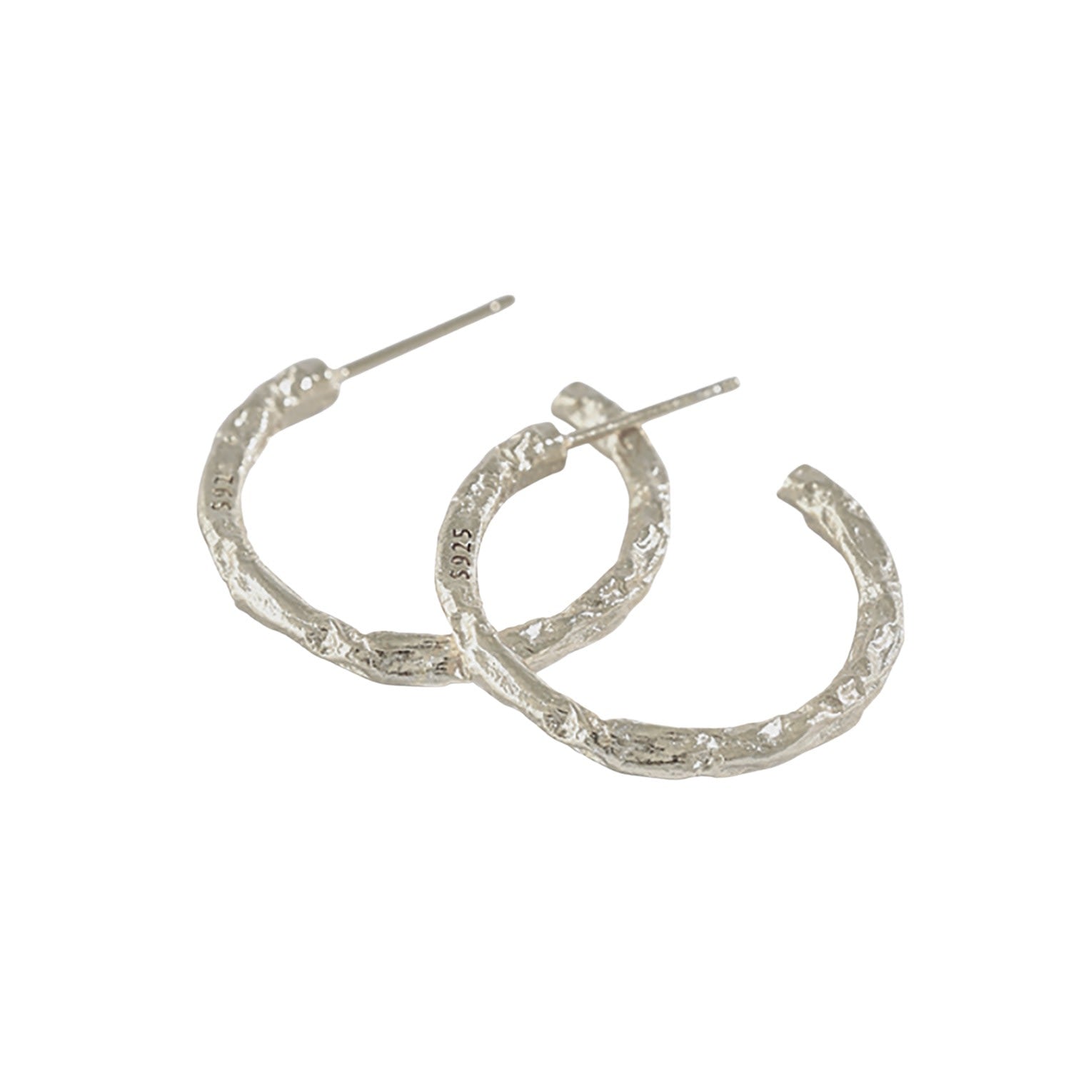Sterling Silver Textured Macdui Hoop Earrings